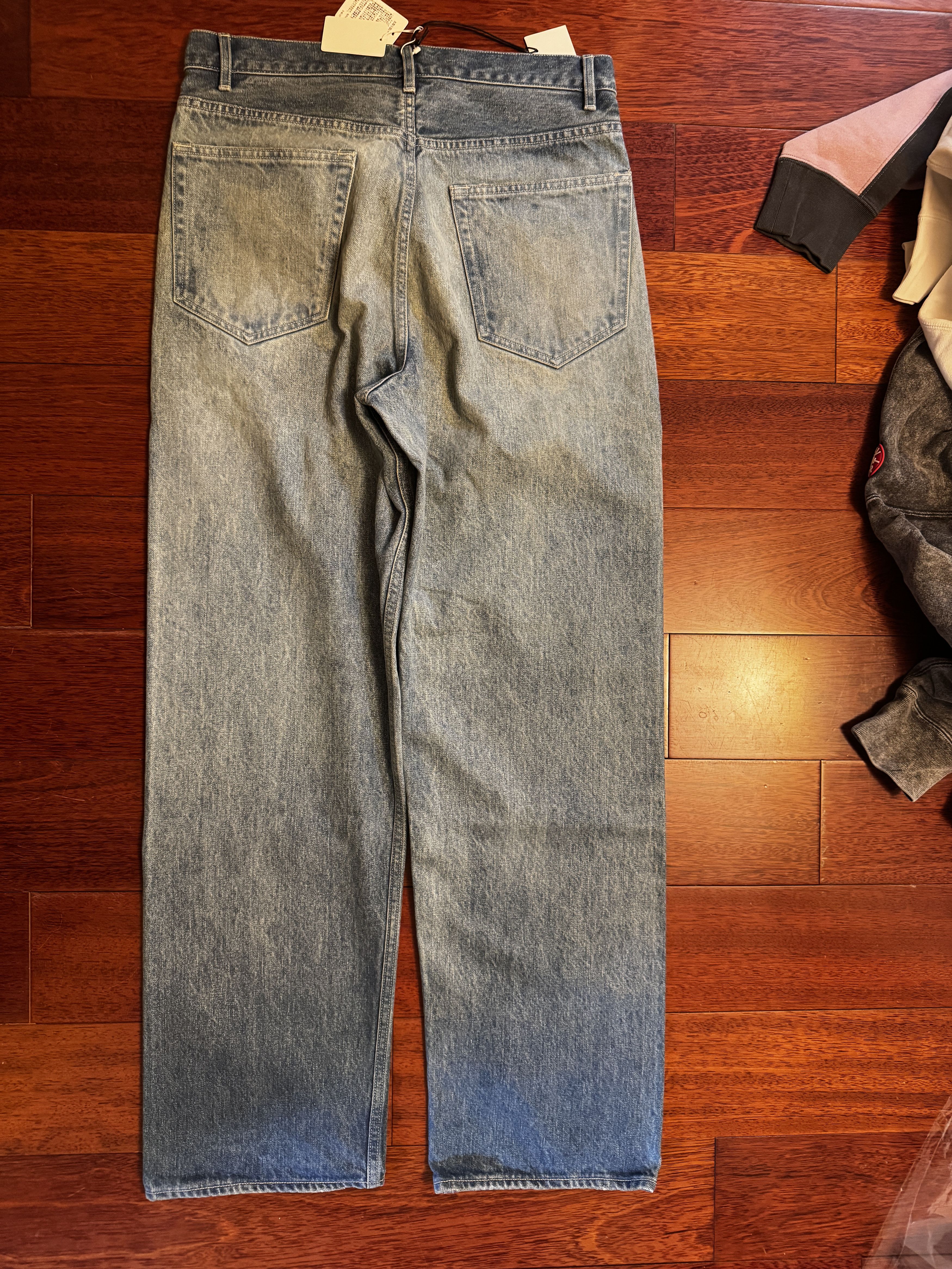 auralee selvedge faded heavy denim wide pants (faded indigo)