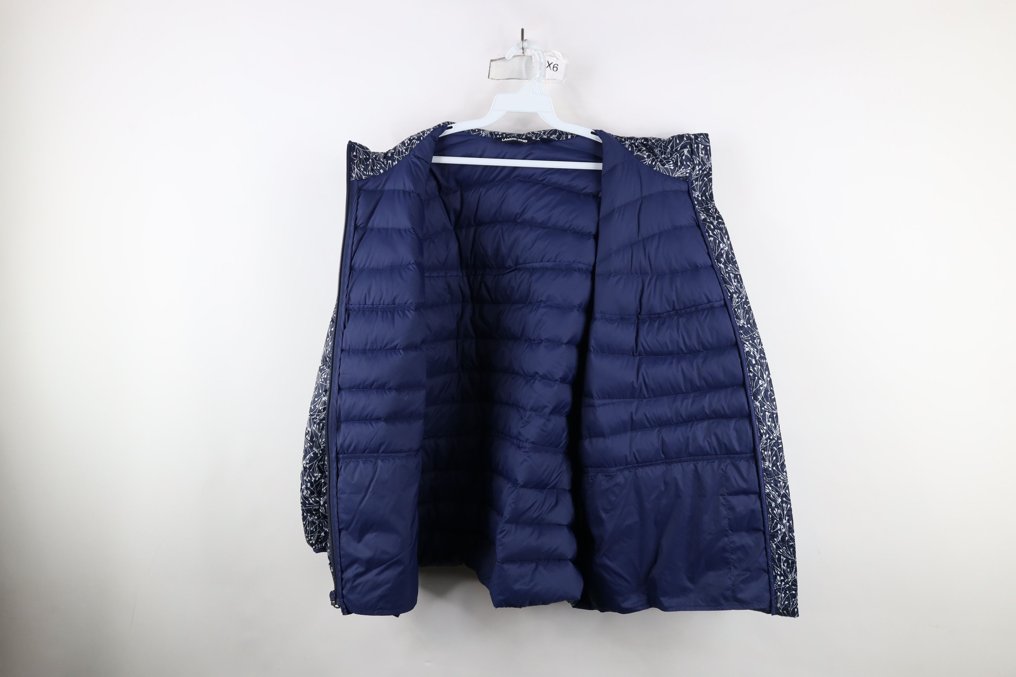 Lands' End × Vintage Lands End Down Insulated Flower Full Zip Puffer Jacket Blue Size XXL / US 16-18 / IT 52-54 - 8 Thumbnail