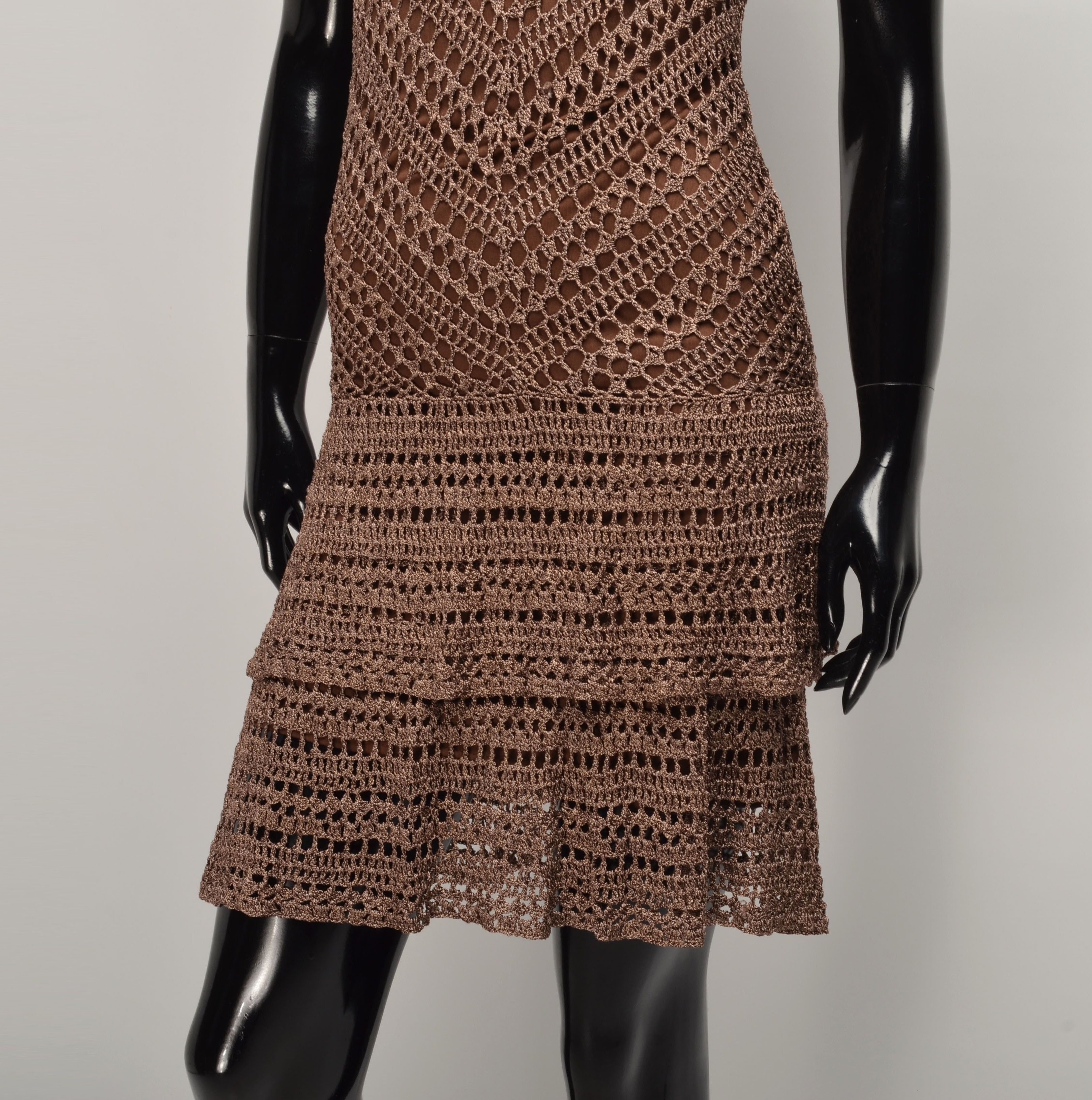 Peter Werth Peter Werth Y2K Crochet Knit Mini Halter Dress / Skirt Size S / US 4 / IT 40 - 3 Thumbnail