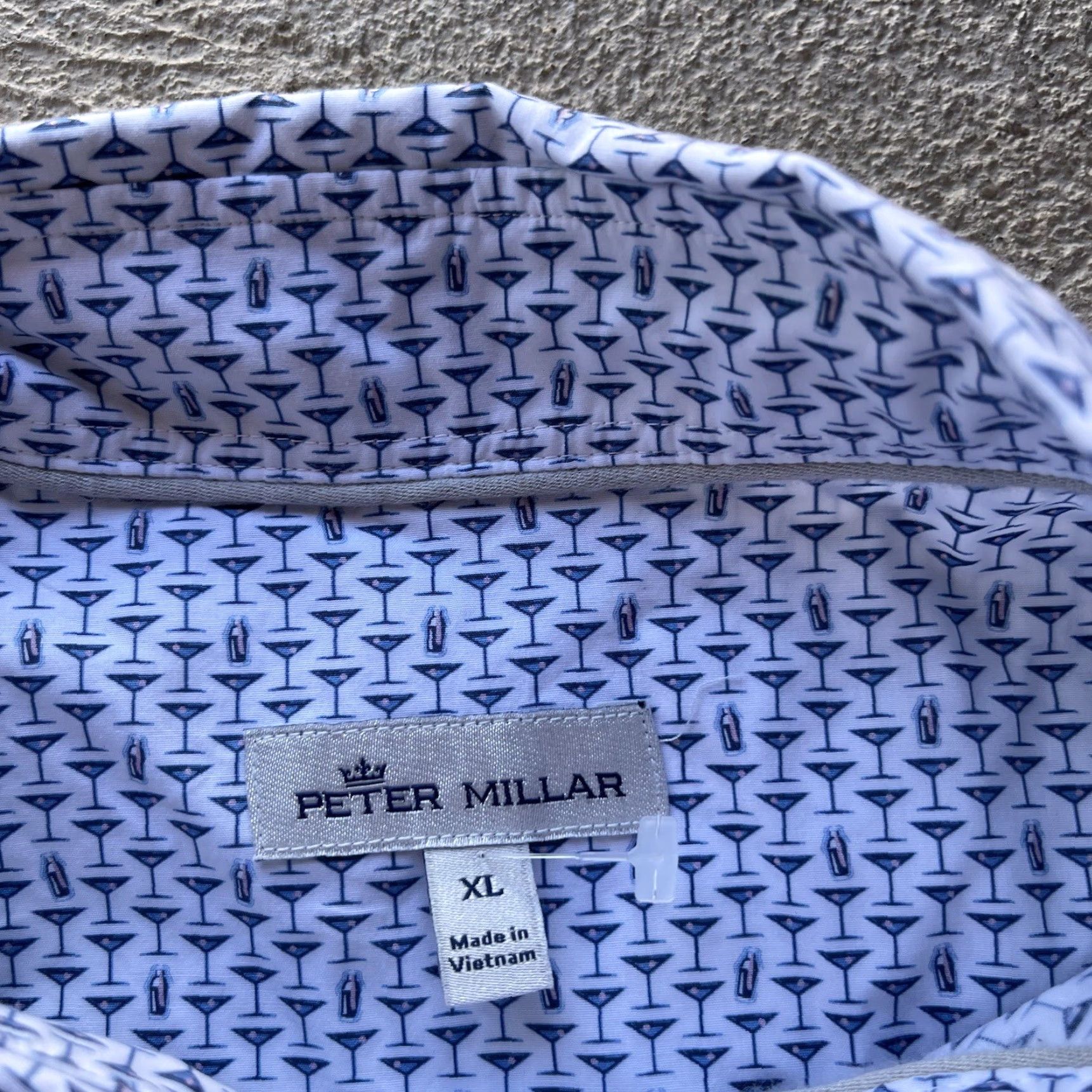Peter Millar Peter Millar Button-Up Shirt Mens XL White Blue Graphic Print Casual Stretch Golf Size US XL / EU 56 / 4 - 6 Thumbnail