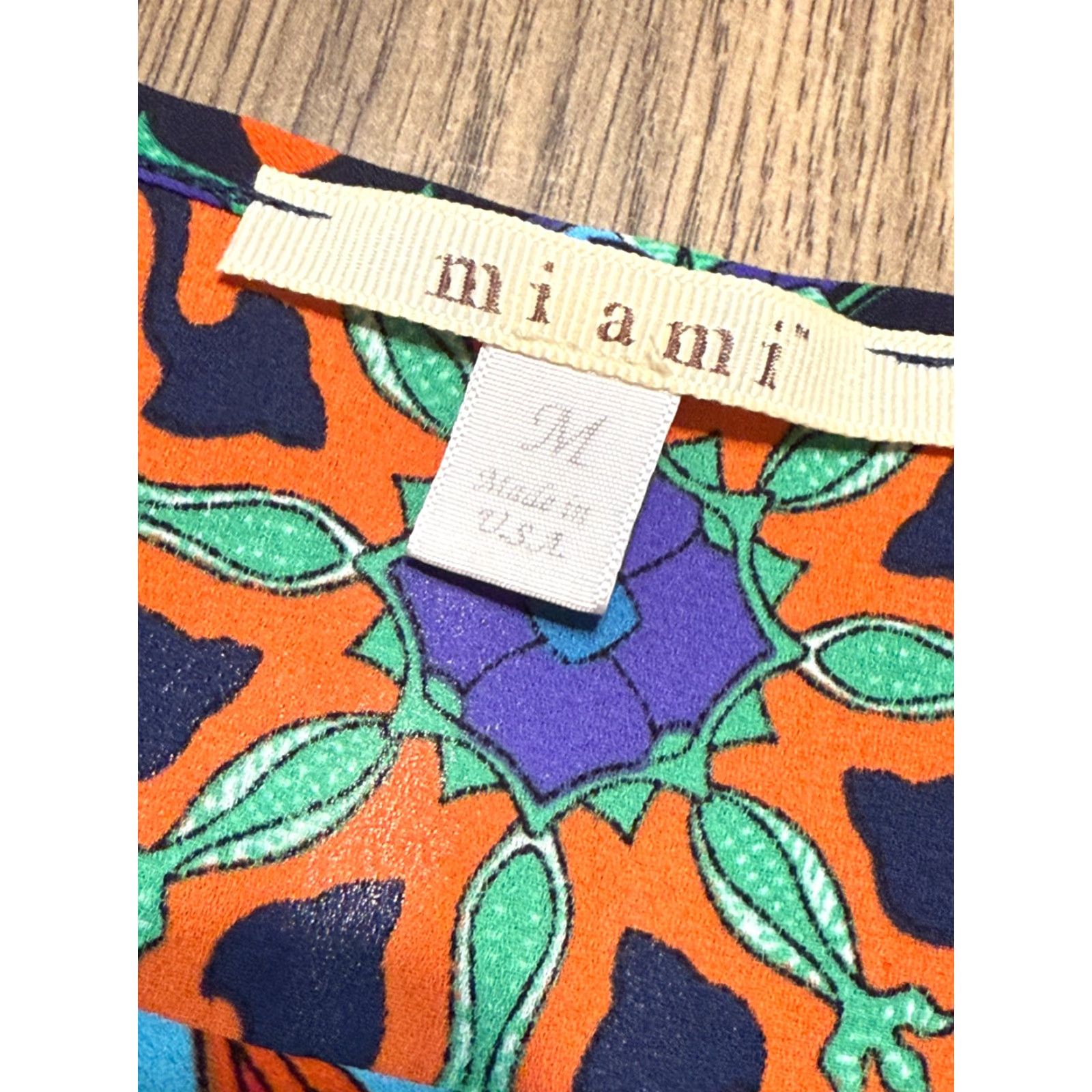 Vintage Mi Ami Shirt Women Medium Blue Pink Orange Green Purple Long Sleeve Printed Blouse Size M / US 6-8 / IT 42-44 - 5 Thumbnail