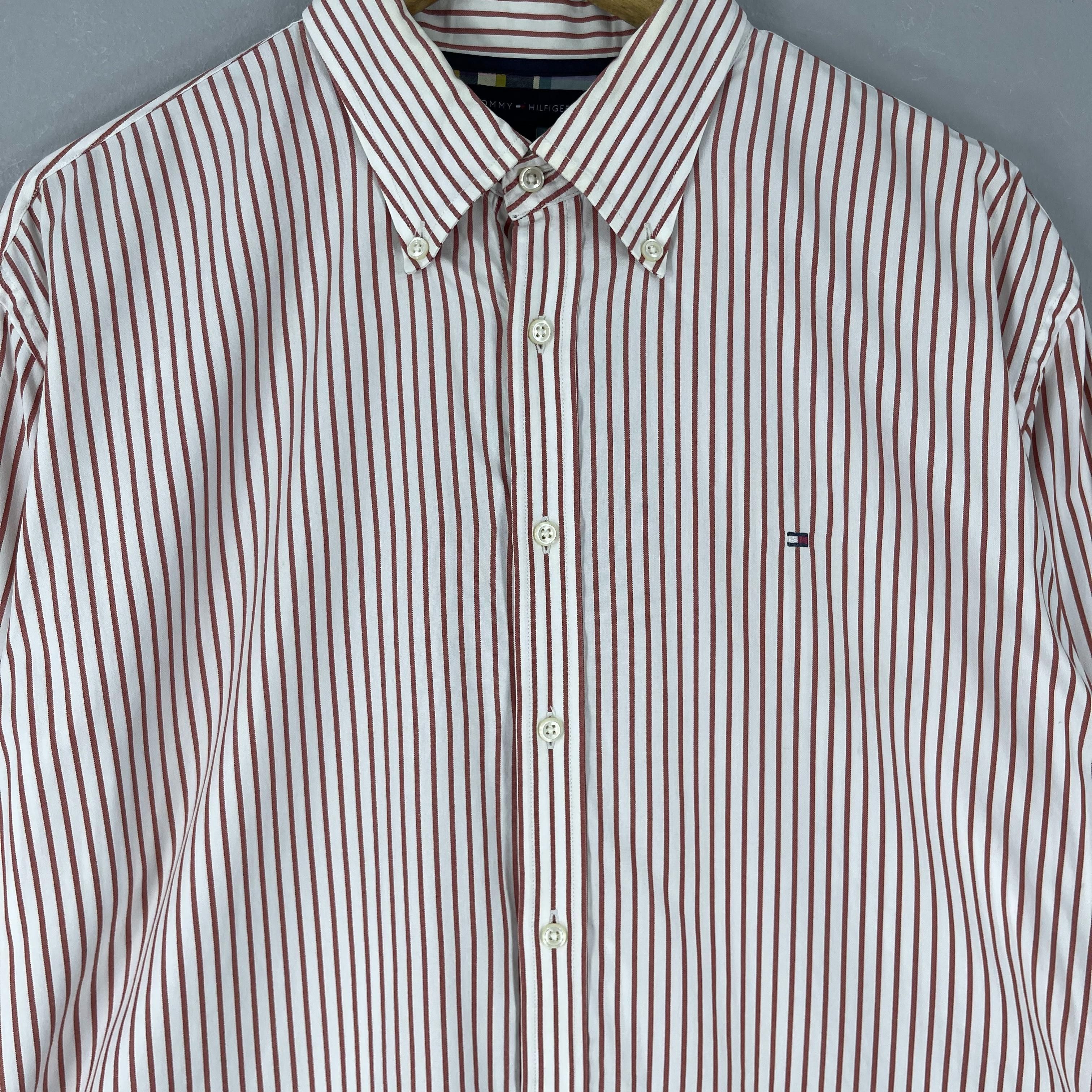 Tommy Hilfiger Vintage TOMMY HILFIGER Vertical Red/White Stripes Flannel Size US M / EU 48-50 / 2 - 2 Thumbnail