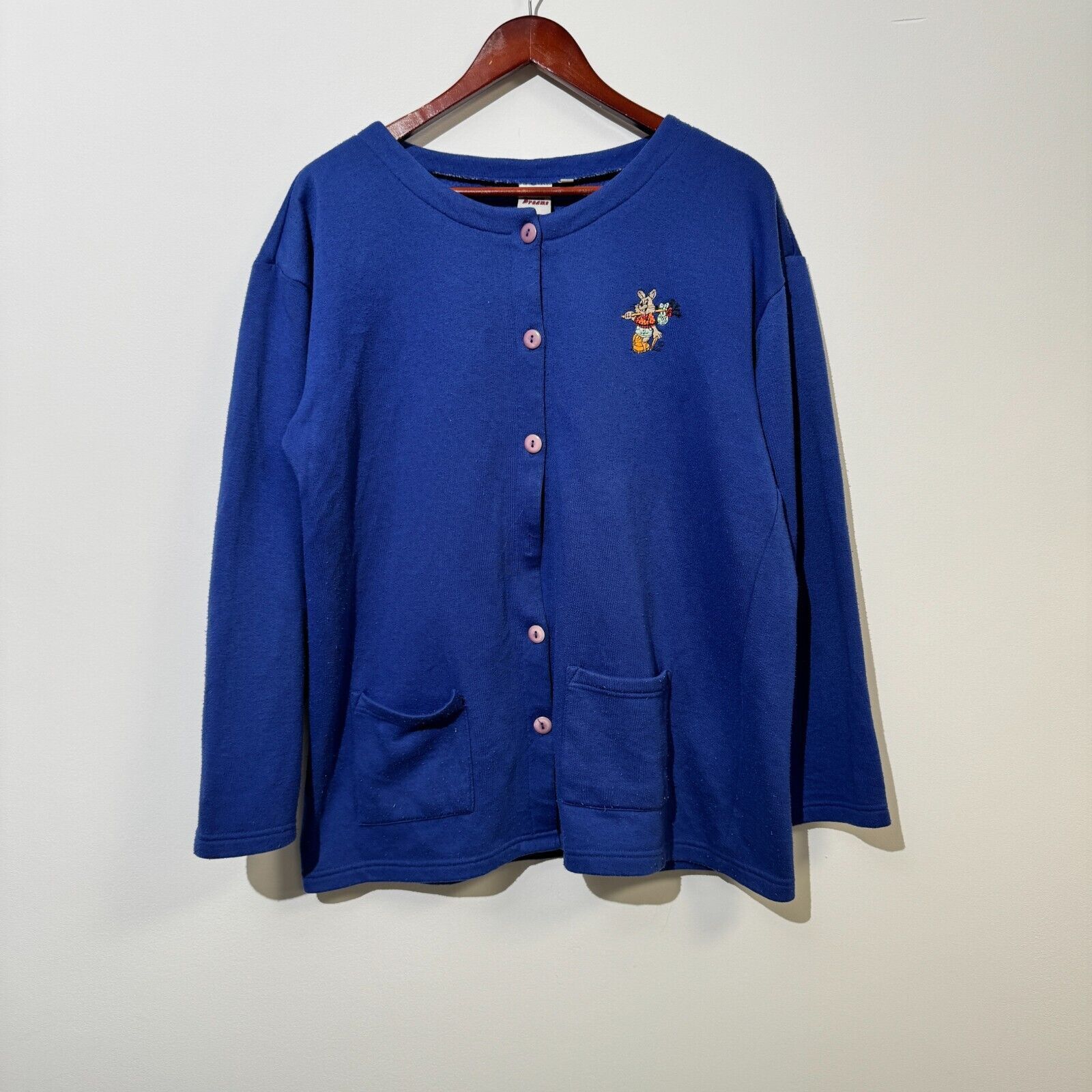 Vintage Vintage Unisex Blue Cotton Cardigan Size M/L Regular Fit 90s Size US L / EU 52-54 / 3 - 1 Thumbnail