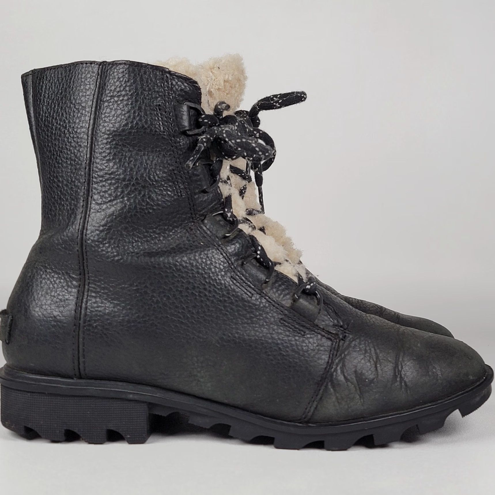 SOREL Sorel Emelie Boots Woman Snow Boot Waterproof Winter Lace Up Black 12 Mid-Calf Sheepskin Lining Rubber Outsole Womens Boots Size 32" / US 10 / IT 46 - 2 Thumbnail