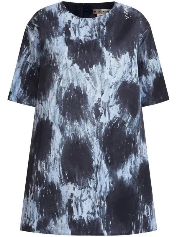 o1w1db11125 Printed A-Line Dress in Blue