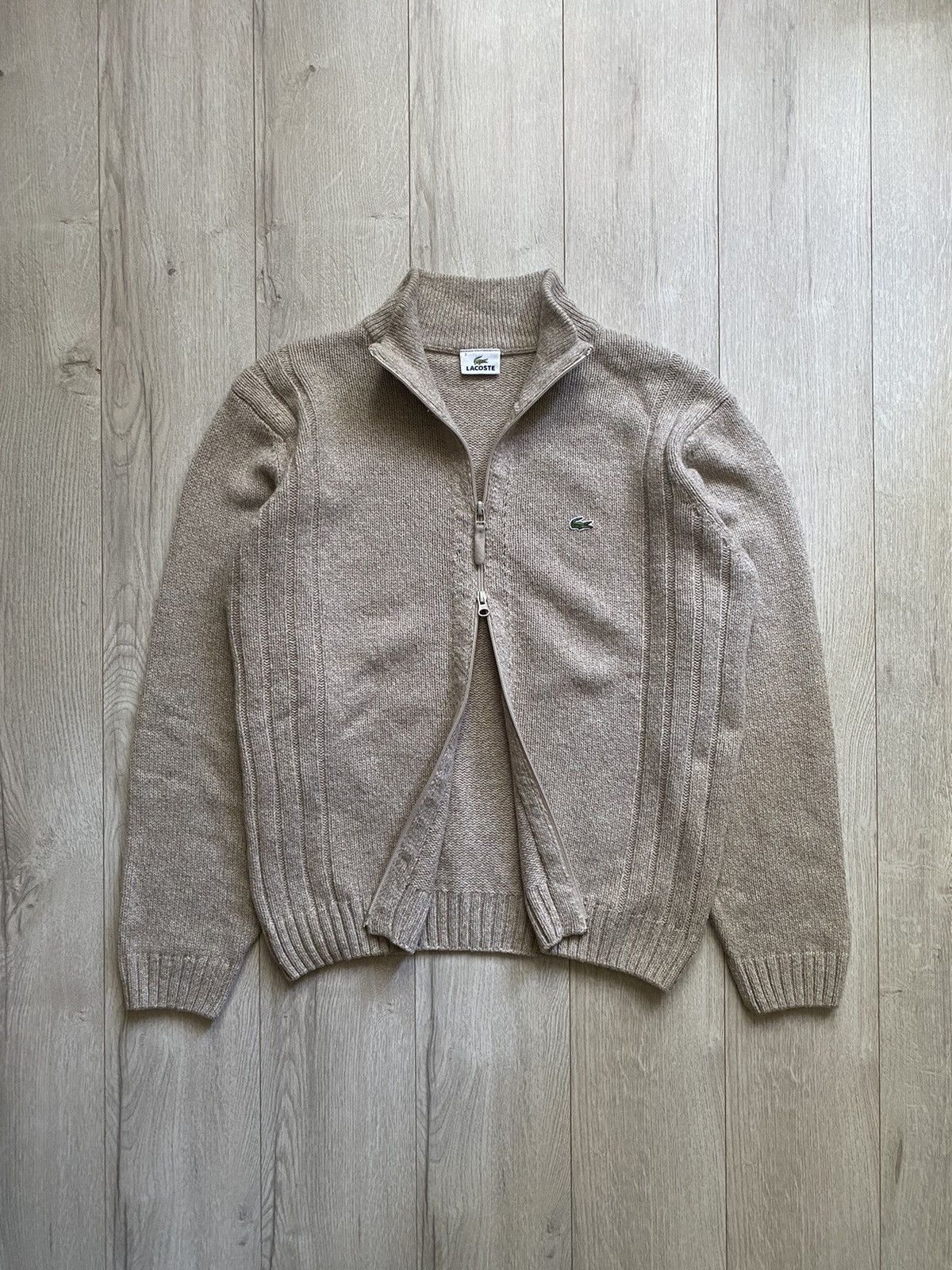 Lacoste × Vintage Lacoste vintage beige wool double zip sweater Size US L / EU 52-54 / 3 - 1 Thumbnail