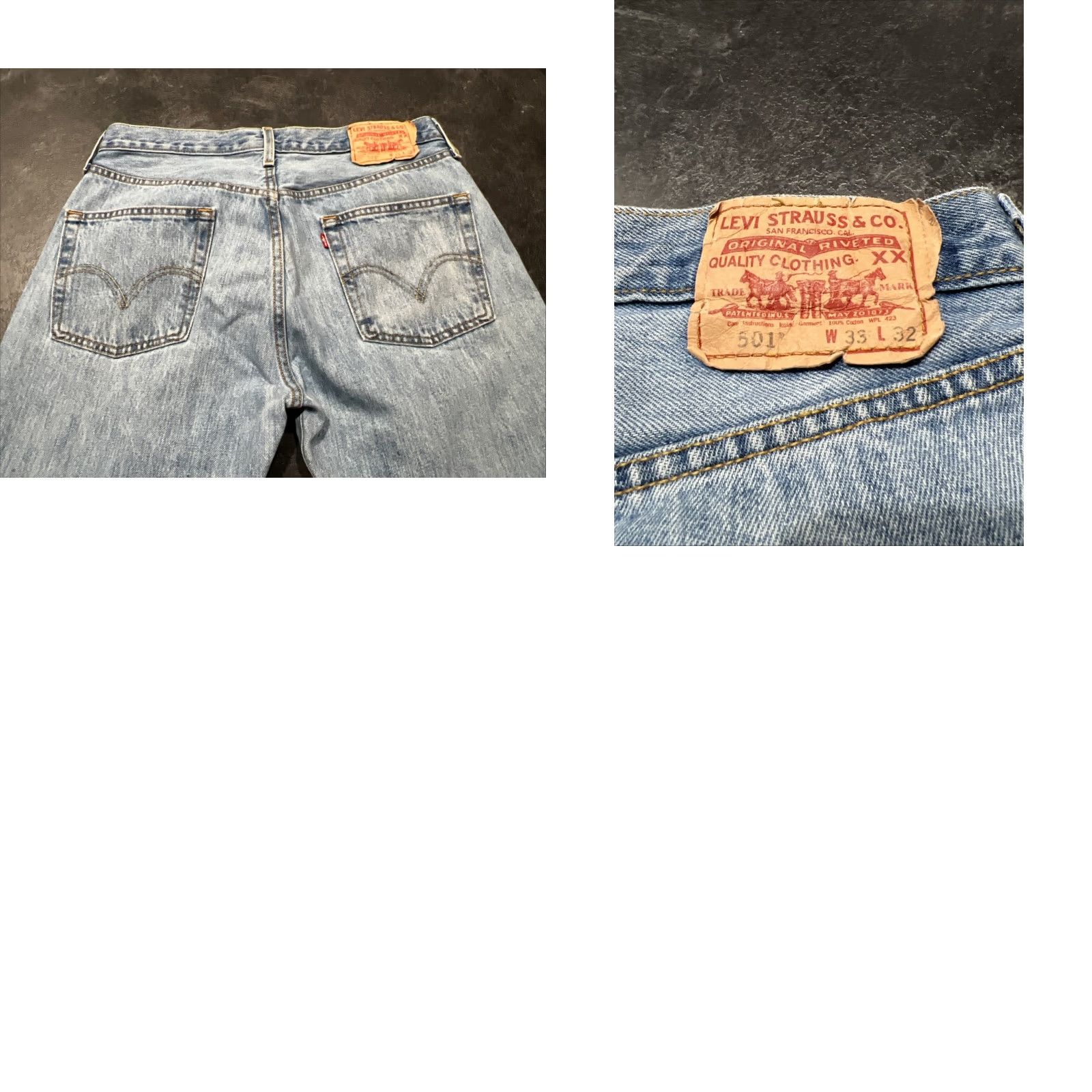 Levi's Levi's 501 Jeans Mens 33x32 Blue Denim Straight Button Fly Medium Wash Regular Size US 33 - 8 Thumbnail