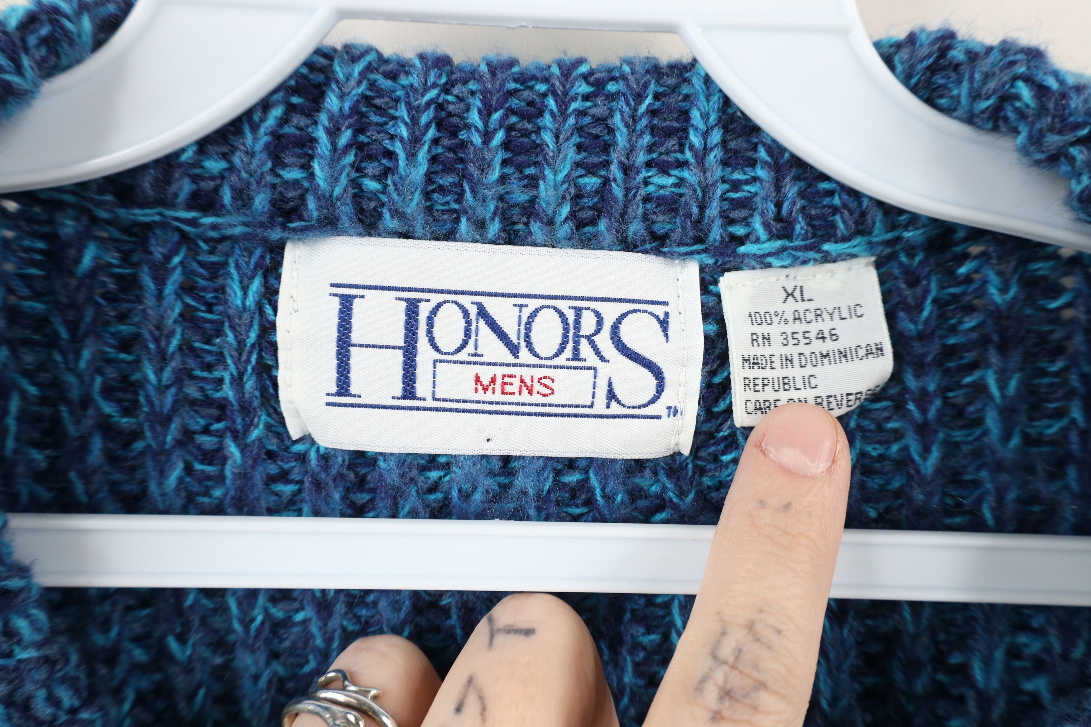 Vintage Vintage 90s Streetwear Ribbed Knit Crewneck Sweater Blue Size US XL / EU 56 / 4 - 4 Thumbnail