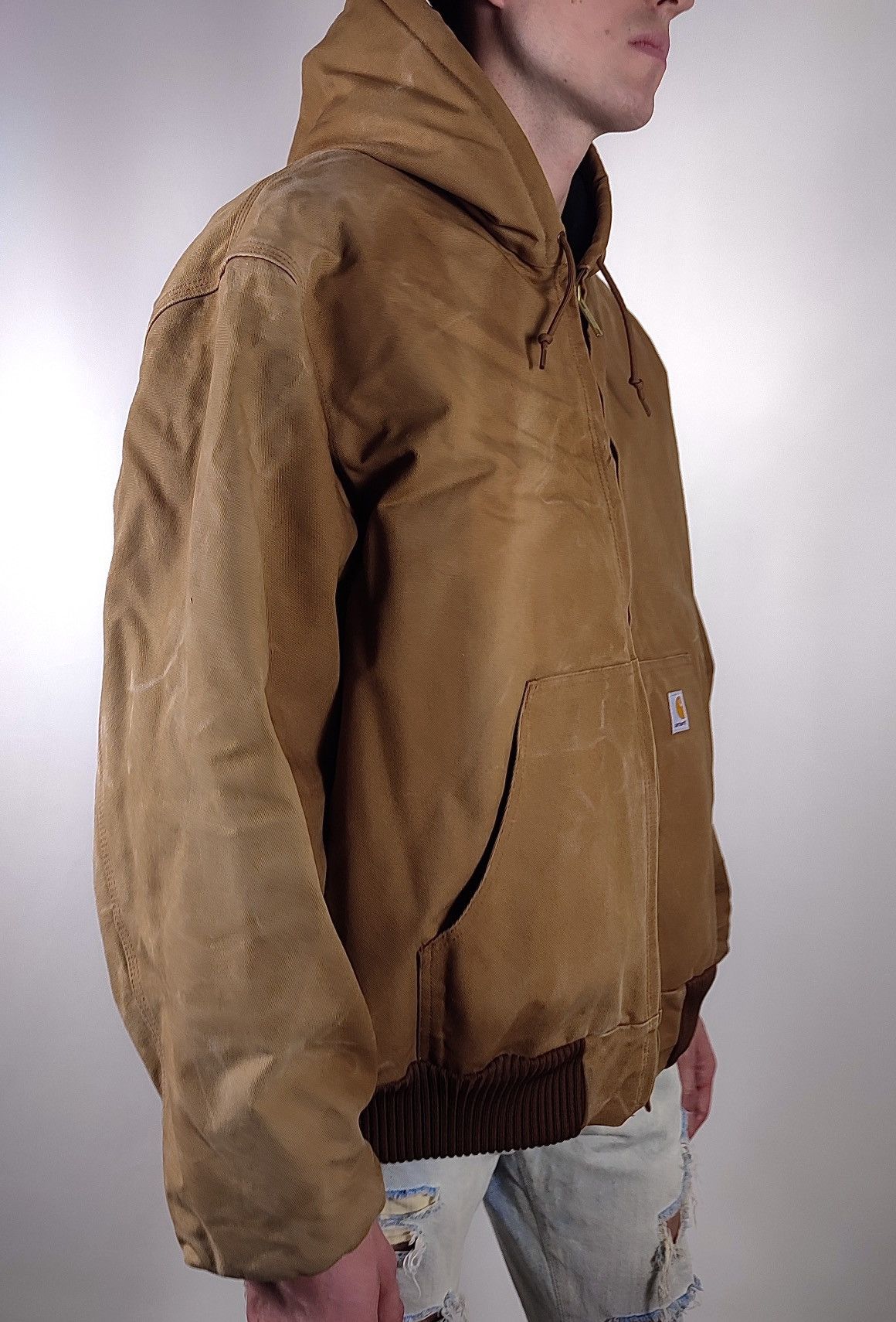 Carhartt × Vintage 90s Vintage Carhartt Oversized Faded Brown Workwear Jacket Size US XXL / EU 58 / 5 - 6 Thumbnail