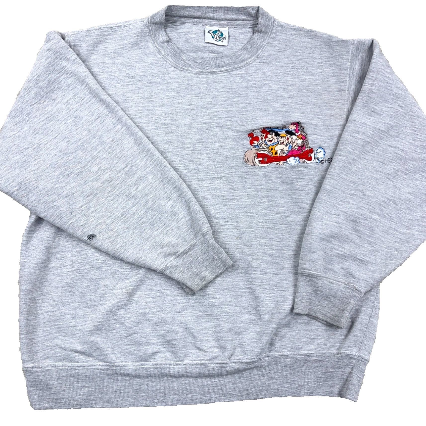 FRED VINTAGE Blitz Studios Sweatshirt Men XL Gray Crew Neck Embroidered Fred 90s Cartoon Retro Logo Pullover Size US XL / EU 56 / 4 - 2 Thumbnail