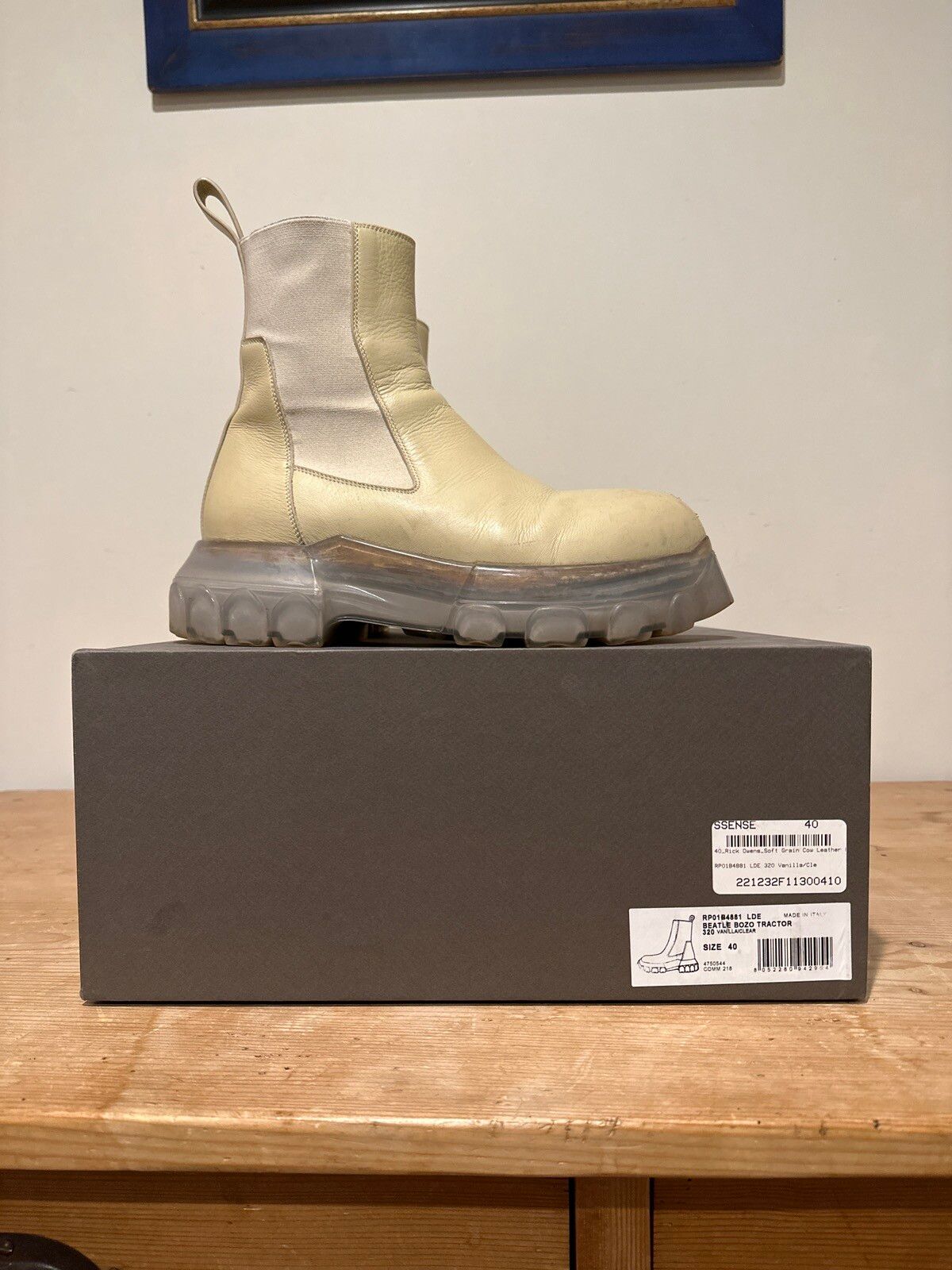Pre-owned Rick Owens Beatle Bozo Tractor Boots In White
