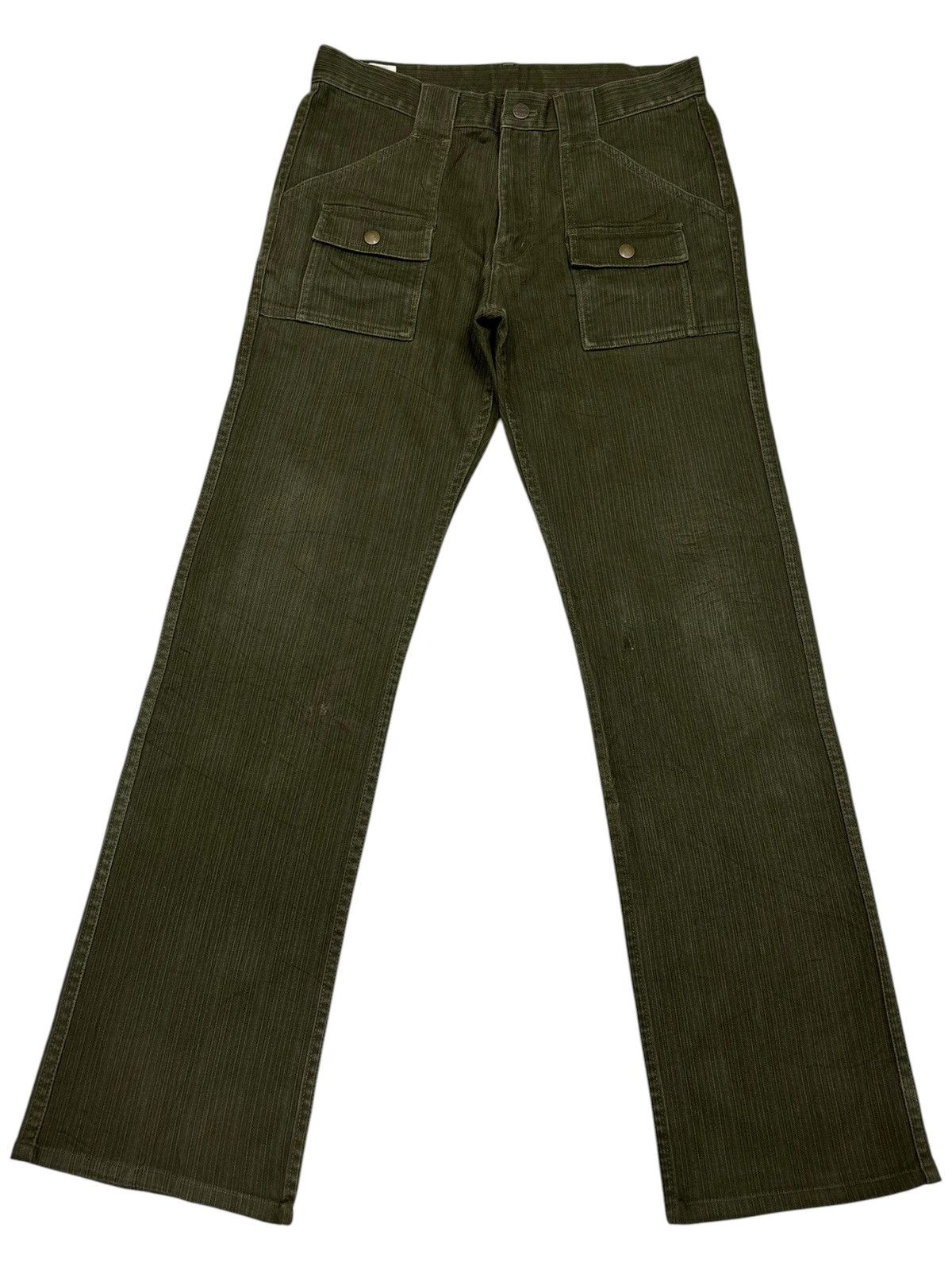 Kapital Vintage Olive Corduroy Utility Flare Pants Workwear Trousers Size US 30 / EU 46 - 7 Thumbnail