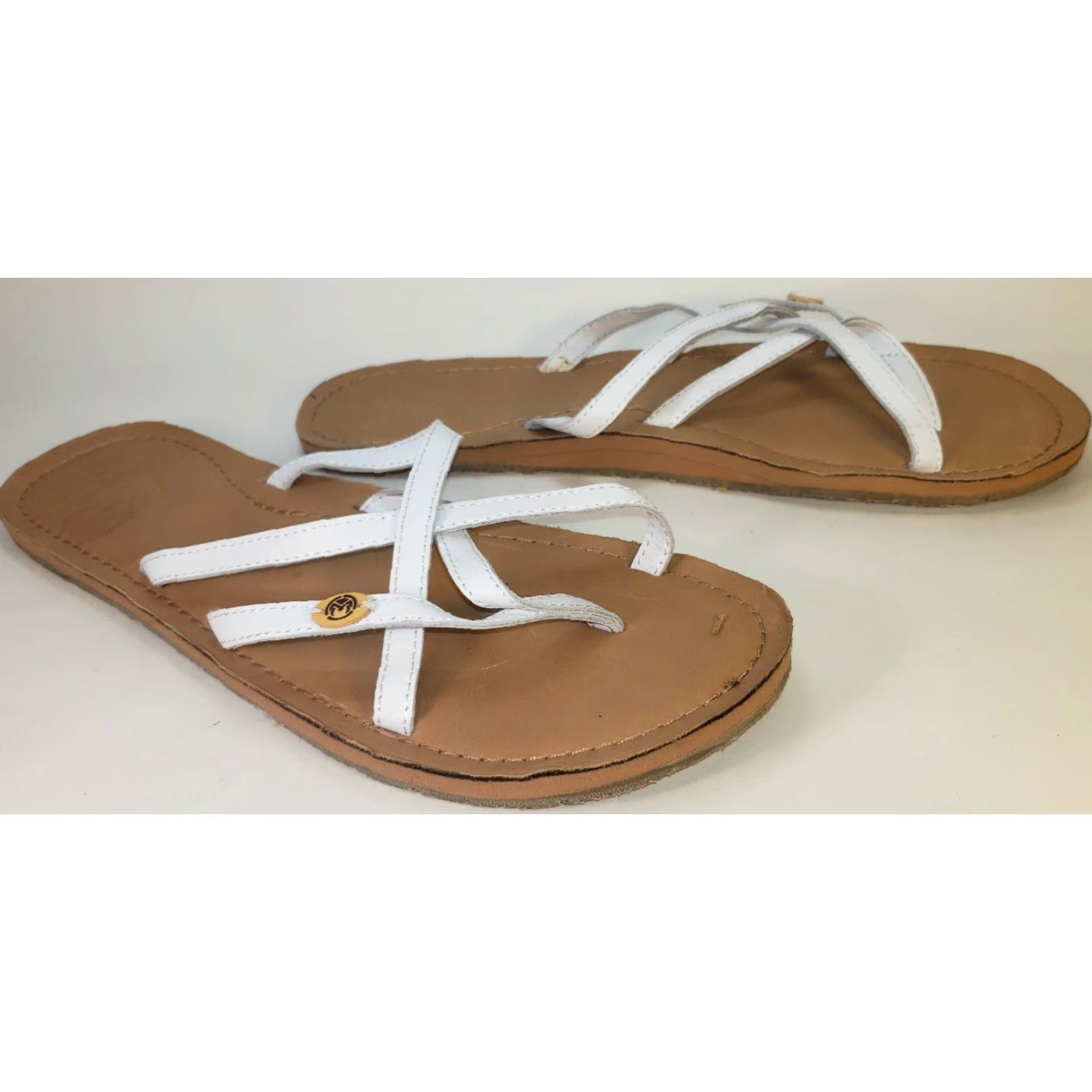 Vintage Ocean Minded Slide Strappy Sandals Women's 11M White Leather Sandal Strappy Casual Womens Size 11M White Leather Size US 11 / IT 41 - 5 Thumbnail