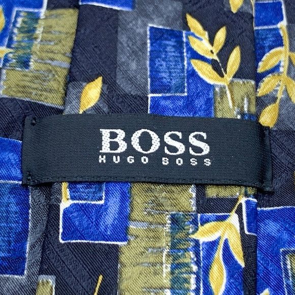 Hugo Boss Hugo Boss Geometric Blue and Gold Tie Size ONE SIZE - 7 Thumbnail
