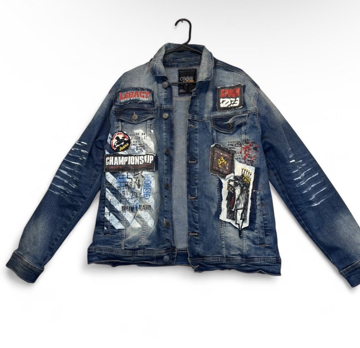 Cooper Copper Rivert Icon Denim Men'sPatches Plaid Blue Jacket Xl Size US L / EU 52-54 / 3 - 1 Thumbnail