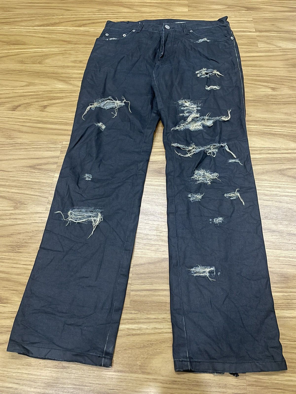 Jil Sander Raf Simons era Jil Sander Waxed Distressed Denim Pant Size US 29 - 4 Thumbnail