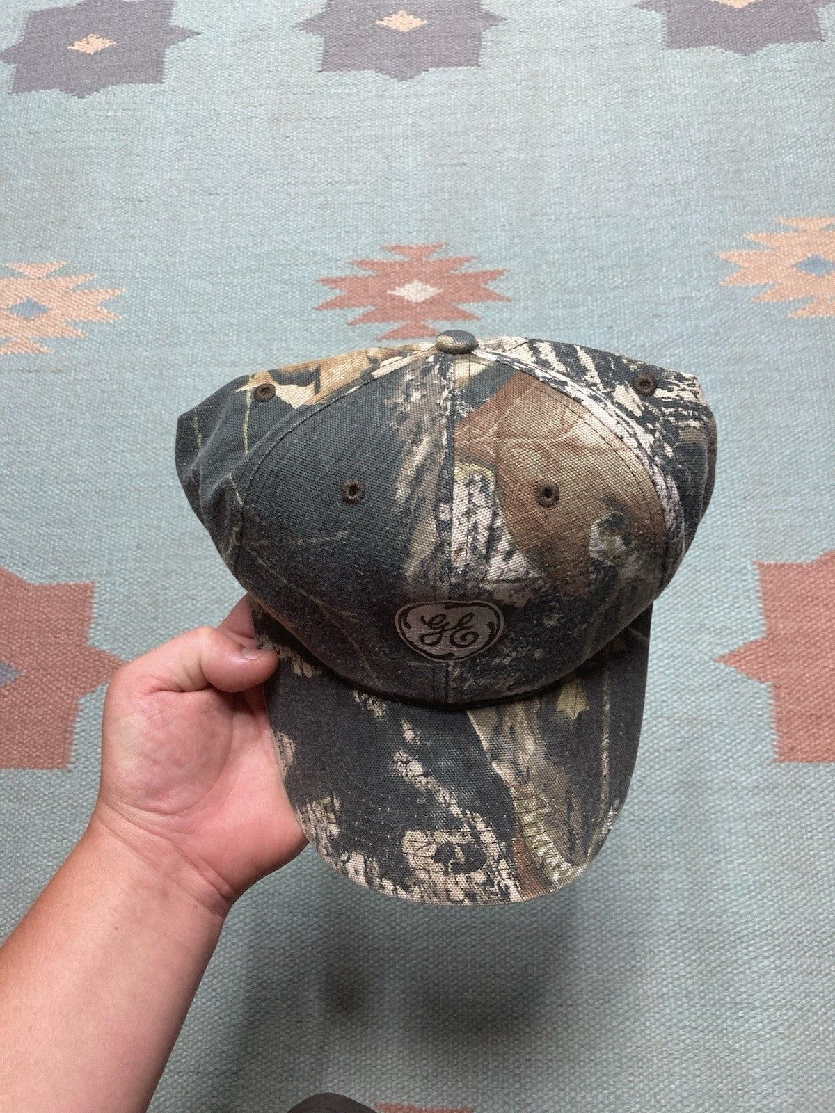 Vintage SnapBack hat camo General Electric mossy oak hunting canvas Size ONE SIZE - 3 Thumbnail