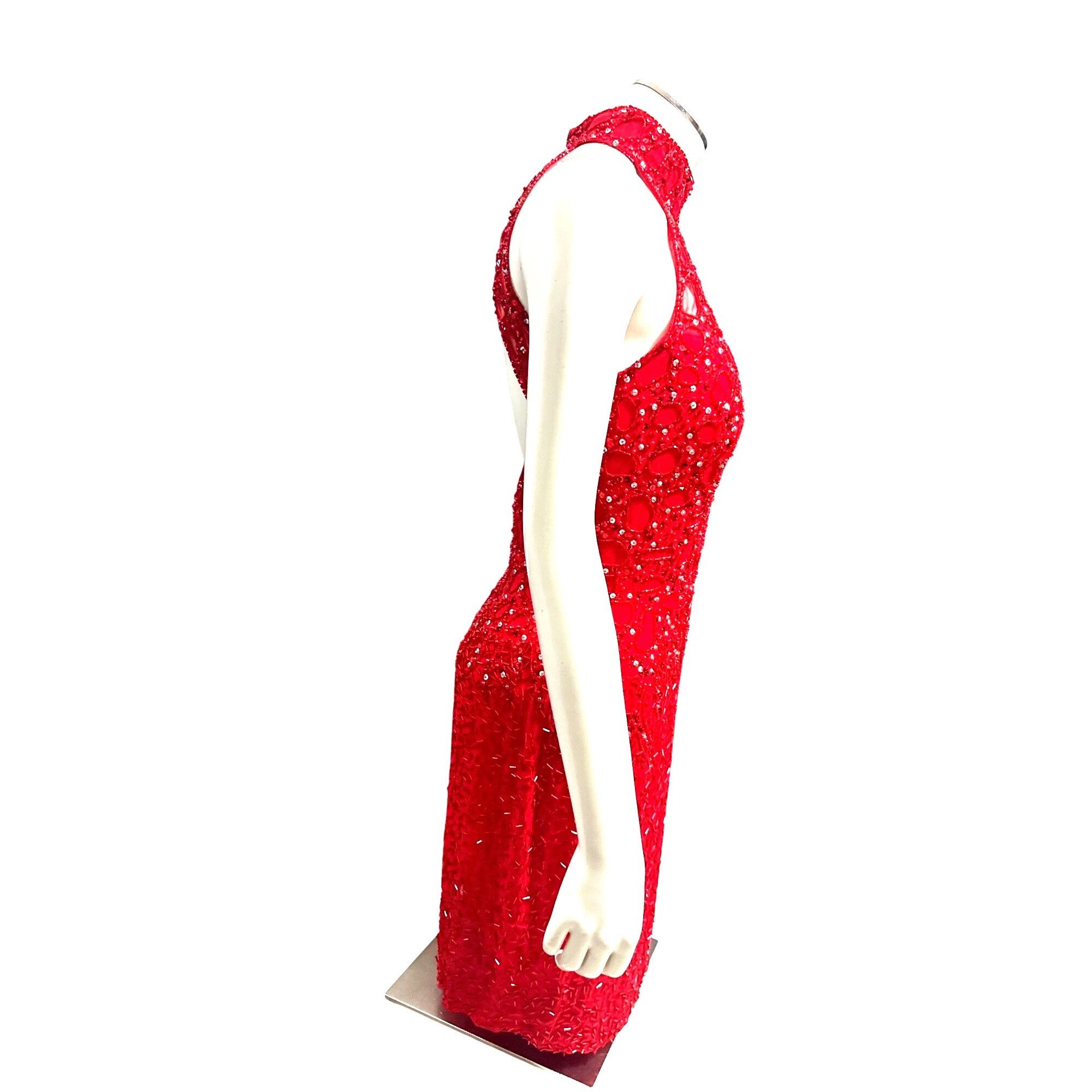 Other Niteline Della Roufogali Size 4 Red Beaded Silk Halter Open Size S / US 4 / IT 40 - 4 Thumbnail
