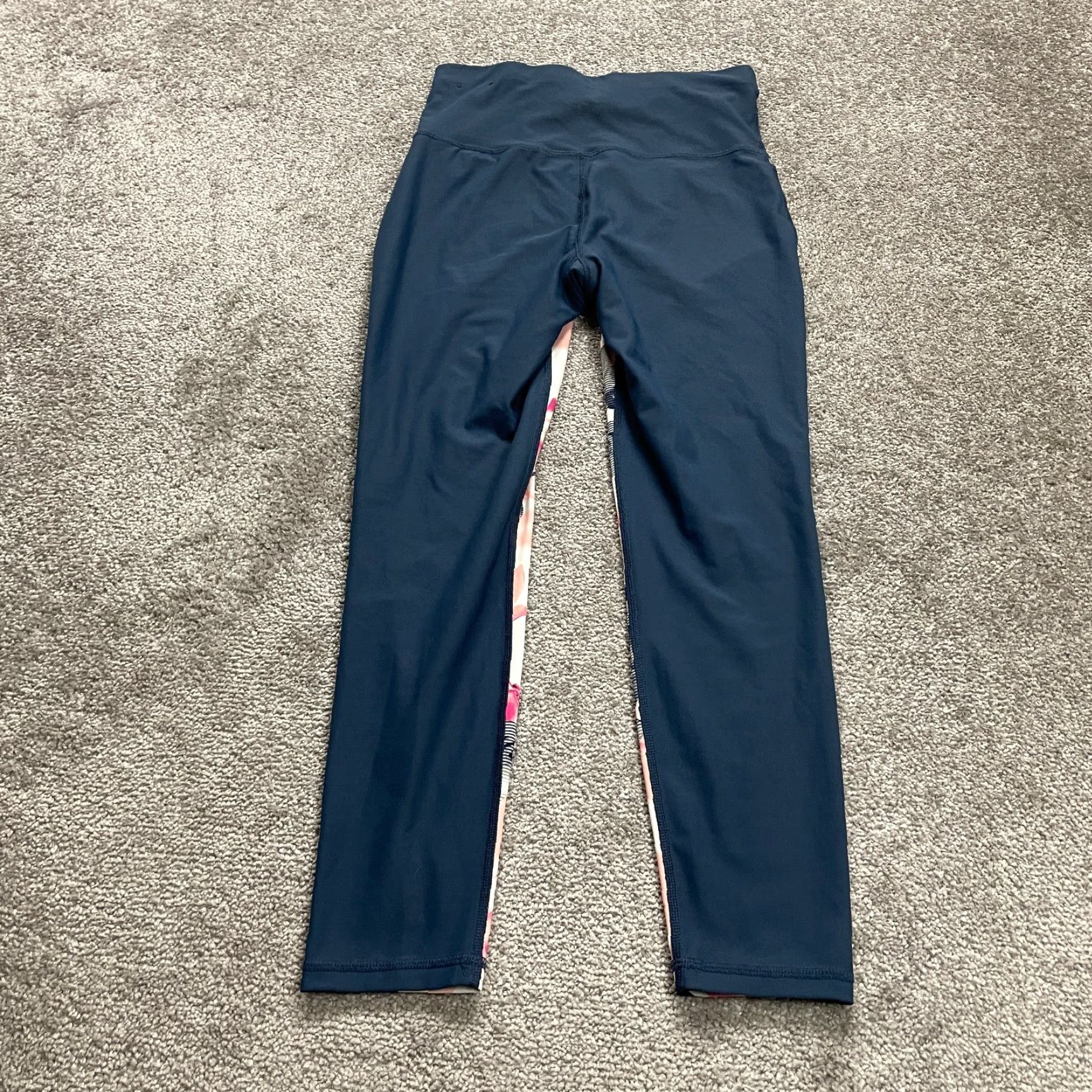 Vintage Xersion Compression Leggings Womens S Blue Floral Athletic Gym Running 26x24 Size 28" / US 6 / IT 42 - 2 Thumbnail