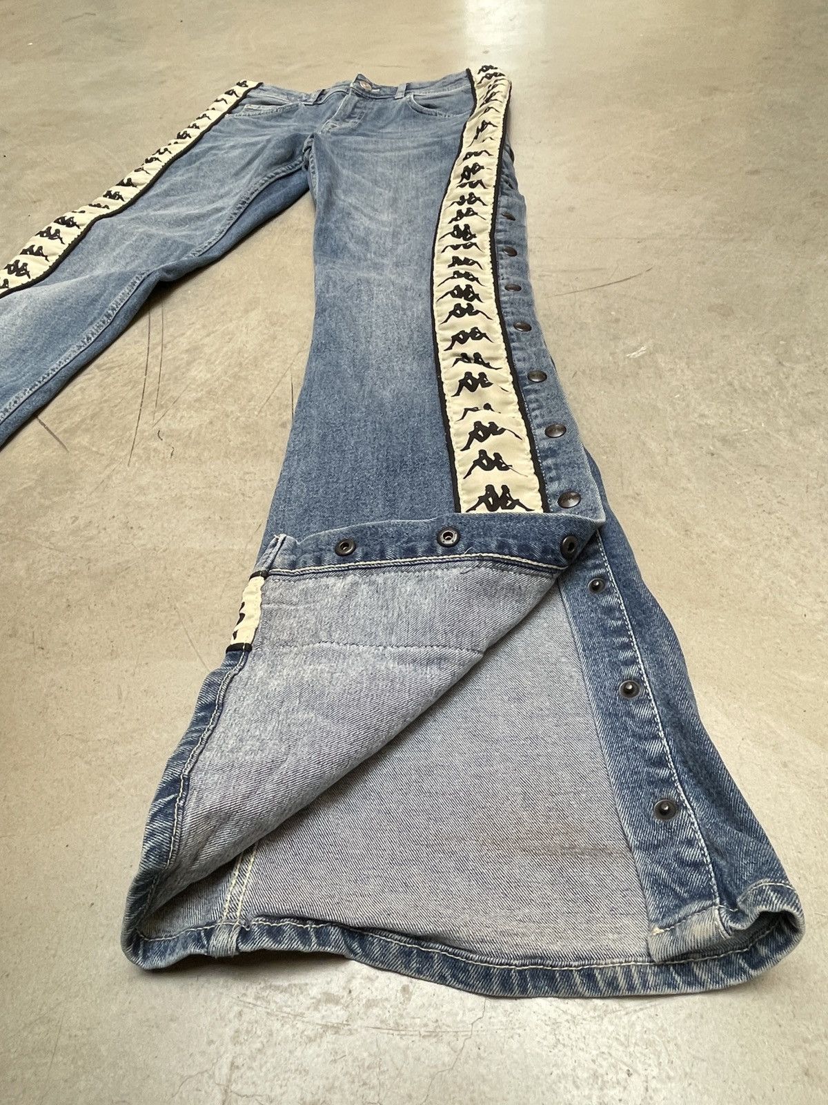 Kappa 🔥 Kappa Side Tape Snap Jeans Y2K Flare Bootcut S Size 30" / US 8 / IT 44 - 14 Thumbnail