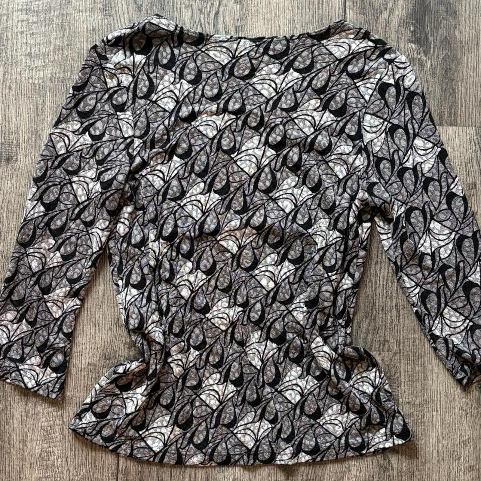 Other Notations black & grey long sleeve blouse Size M / US 6-8 / IT 42-44 - 4 Thumbnail