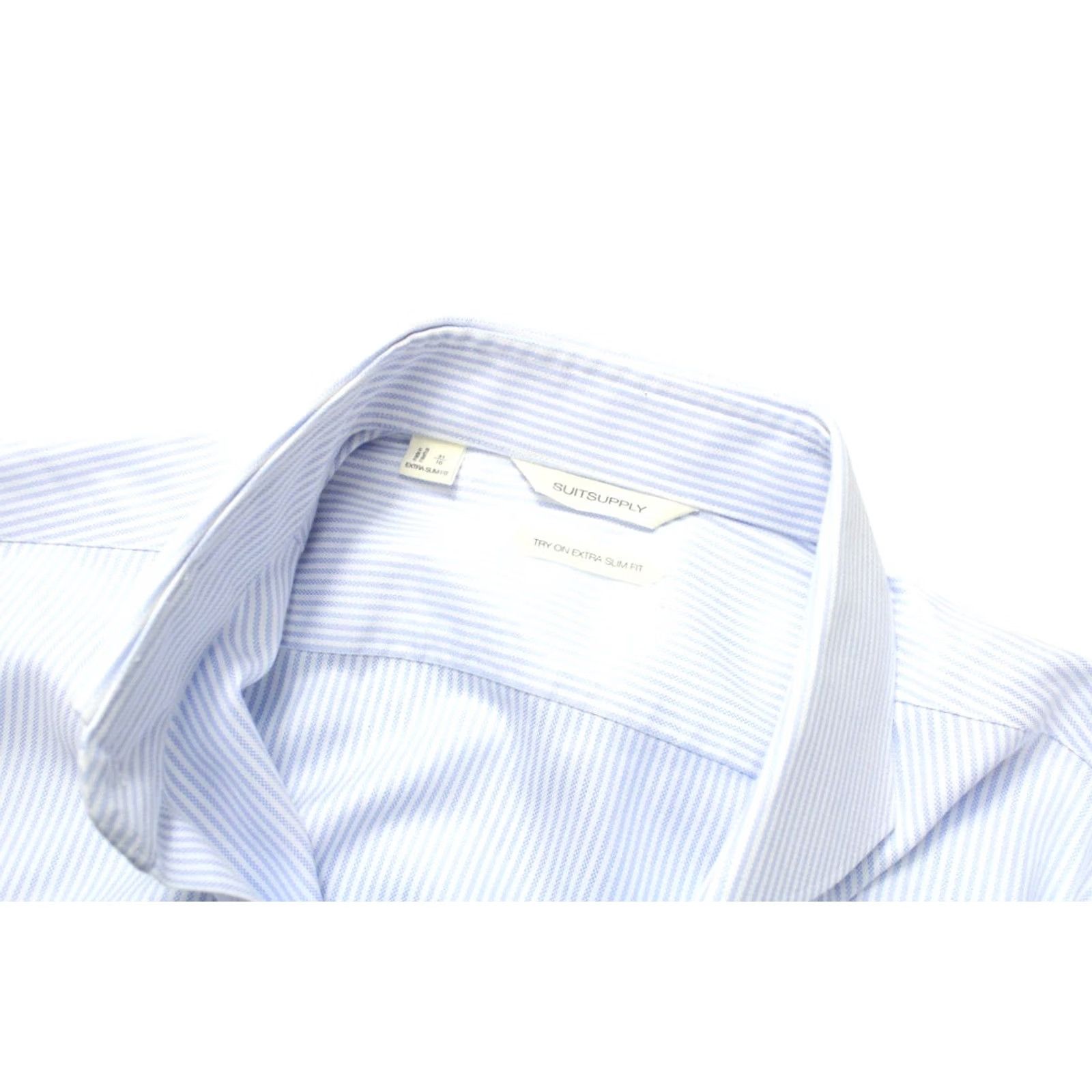 Suitsupply Suitsupply Try On Extra Slim Fit Formal Shirt Men's 41 / 16 Pinstriped Blue Pinstriped Shirt 41/16 Mens Right? Size 42R - 4 Thumbnail