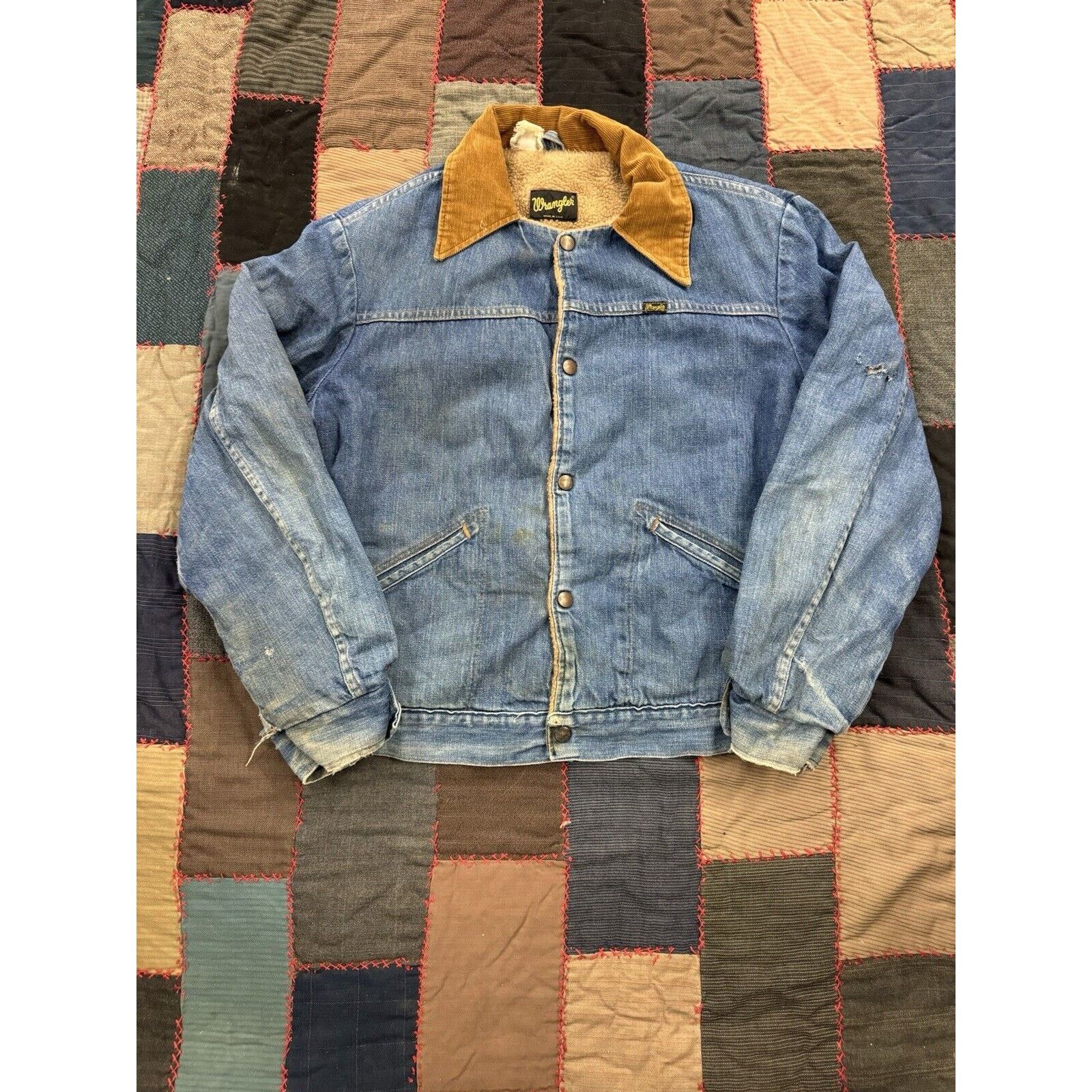 Wrangler True Vintage Faded 70s Wrangler Trucker USA Sherpa Lined Size US L / EU 52-54 / 3 - 1 Thumbnail