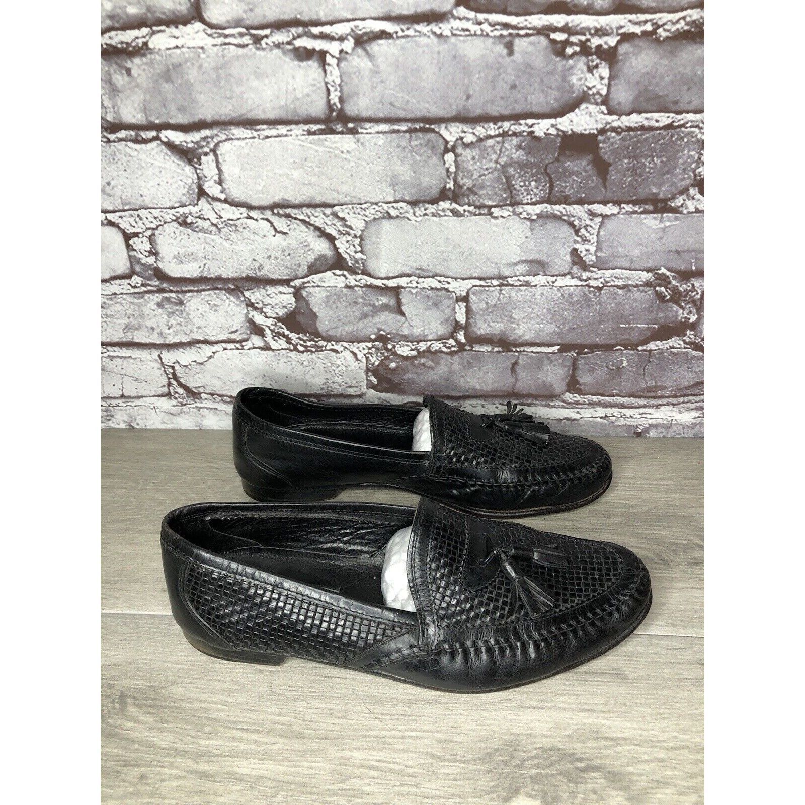 Other Santorini Black Leather BasketWeaves Woven Tassel Loafers Me Size US 9.5 / EU 42-43 - 12 Thumbnail