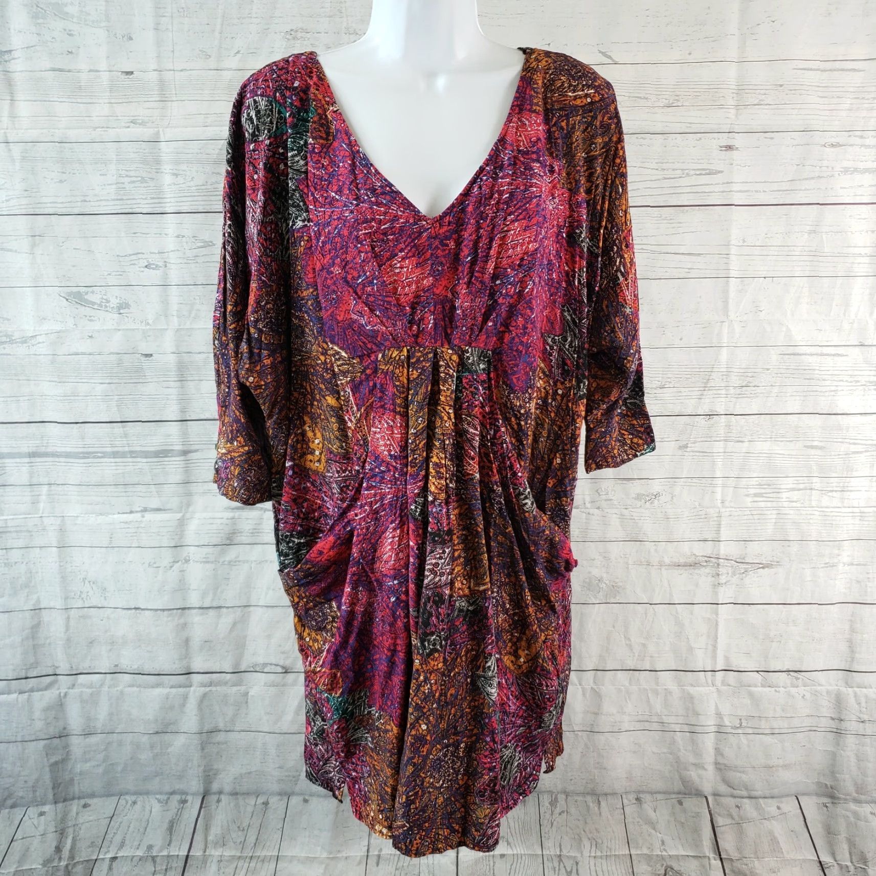 Vintage VINTAGE Edme & Esyllte Womens Chromatique Dress Tunic L Purple Orange Pockets Size L / US 10 / IT 46 - 2 Thumbnail