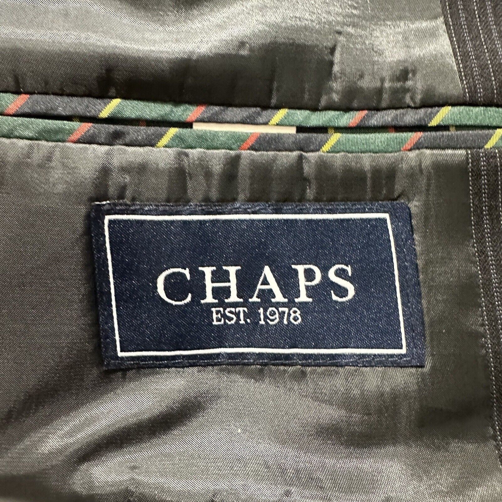 Chaps Chaps Wool Blend Suit Jacket Dark Gray Striped Coat 48L Size 48L - 7 Thumbnail