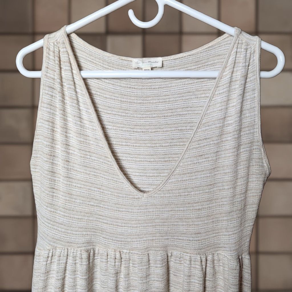 Vintage See You Monday Beige/Ivory Sleeveless Textured V-Neck Tiered Midi Dress-Size M Size M / US 6-8 / IT 42-44 - 1 Thumbnail