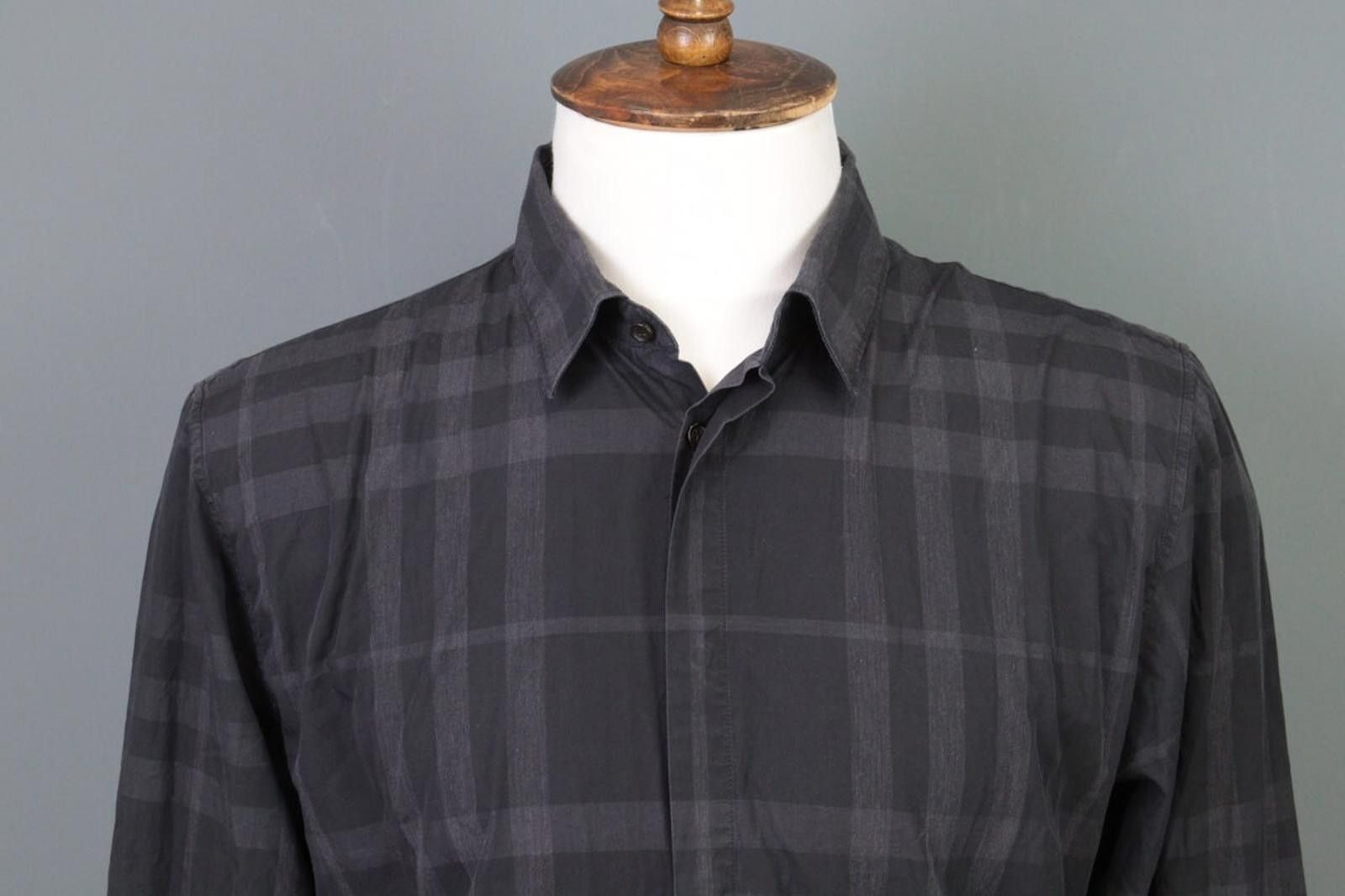 Designer Burberry London Gray Nova Check Button Down Shirt Size XL Size US XL / EU 56 / 4 - 2 Thumbnail