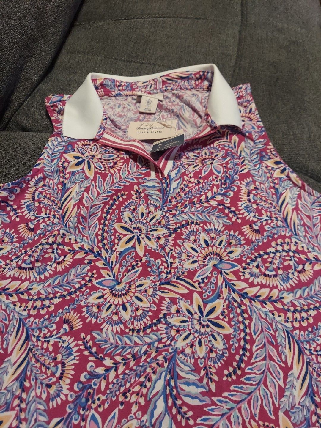 Tommy Bahama NWT Tommy Bahama Womens Large Golf Tennis Tank Shirt Floral Size L / US 10 / IT 46 - 2 Thumbnail