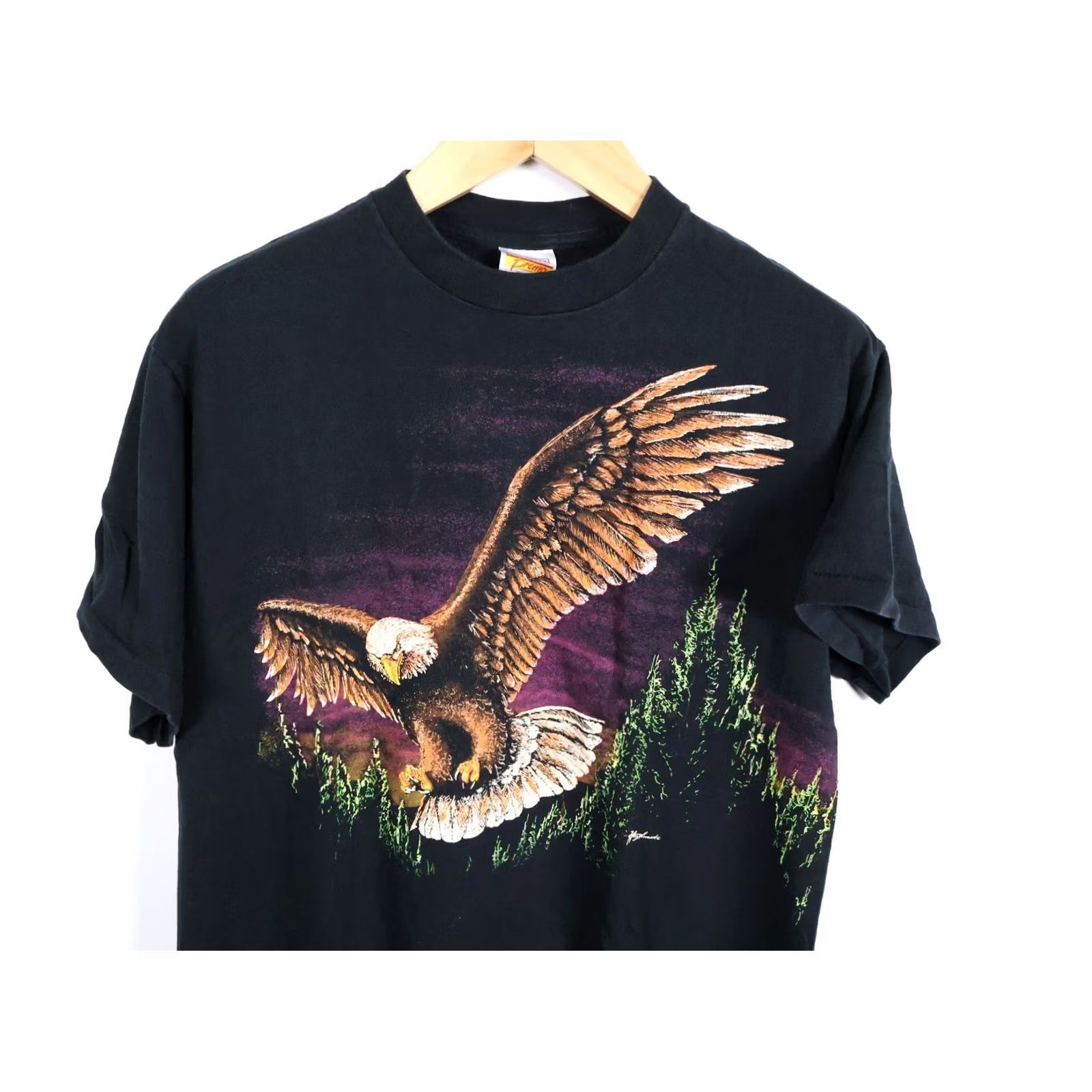 Elwood VINTAGE Hazelwood 90s Bald Eagle T-Shirt Men M Black Double-Sided Short Sleeve Crew Neck Cotton Graphic Print Size US M / EU 48-50 / 2 - 4 Thumbnail