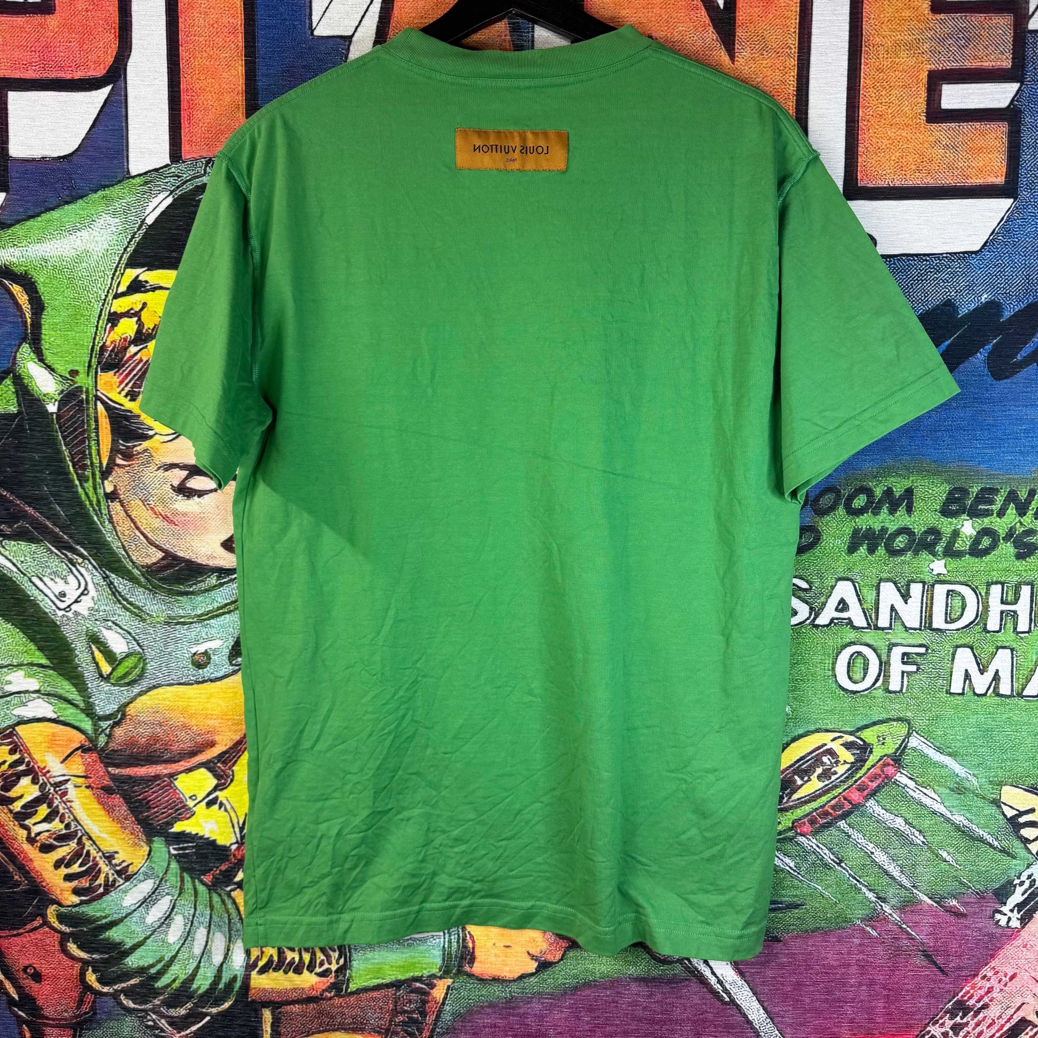 Louis Vuitton Louis Vuitton Debossed LV Green T-shirt Size Medium Size US M / EU 48-50 / 2 - 2 Thumbnail