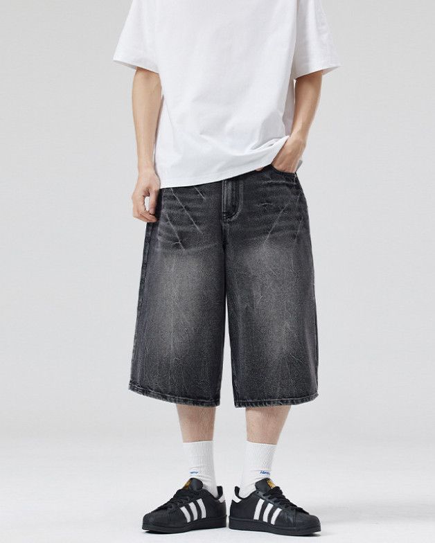 Japanese Brand American distressed lightning bolt baggy denim shorts Size US 32 / EU 48 - 2 Thumbnail