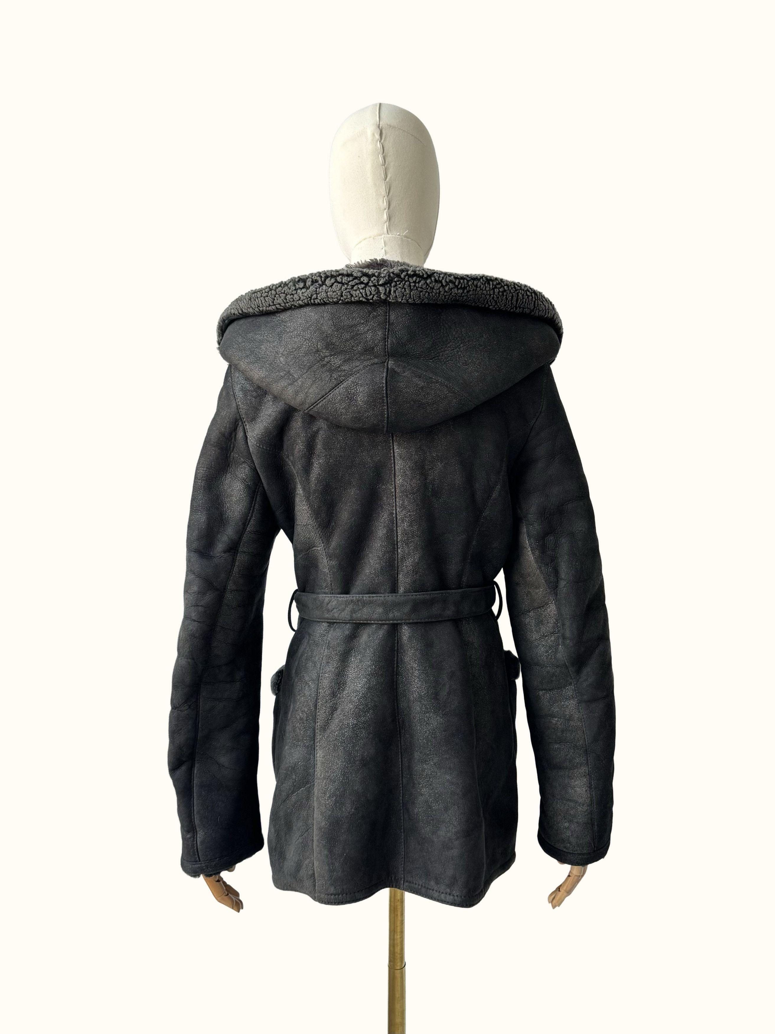 Vintage Vintage Real Sheepskin Hooded Coat (B550) Size M / US 6-8 / IT 42-44 - 5 Thumbnail
