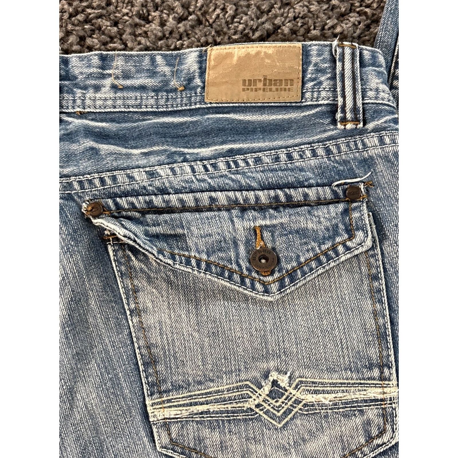 Vintage VINTAGE Urban Pipeline Jeans Mens 34 Blue Relaxed Boot 34x33 Light Wash Flap Y2K Size US 34 / EU 50 - 6 Thumbnail