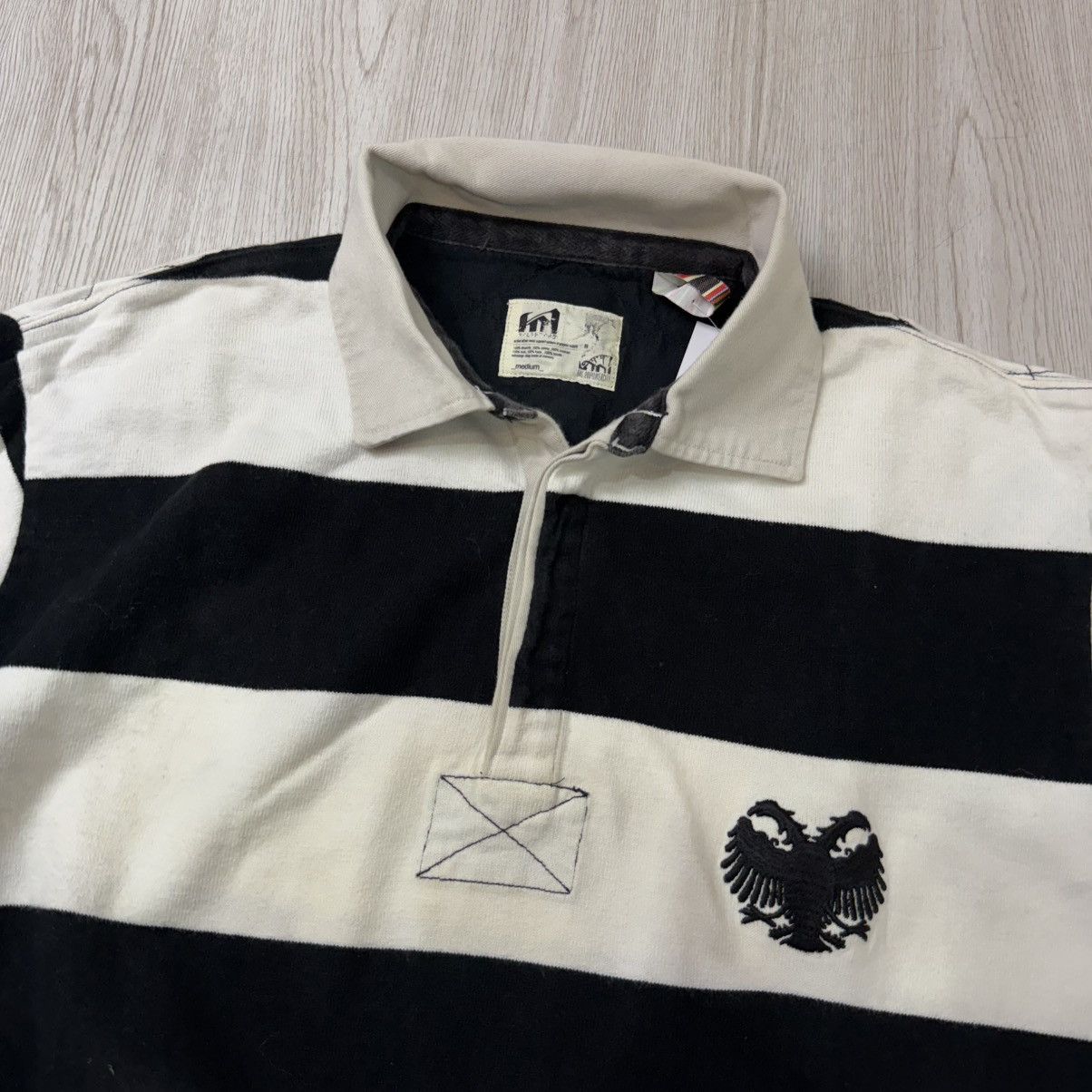 Japanese Brand Graphix supply eagle japan rugby poloshirt stripe Size US L / EU 52-54 / 3 - 4 Thumbnail