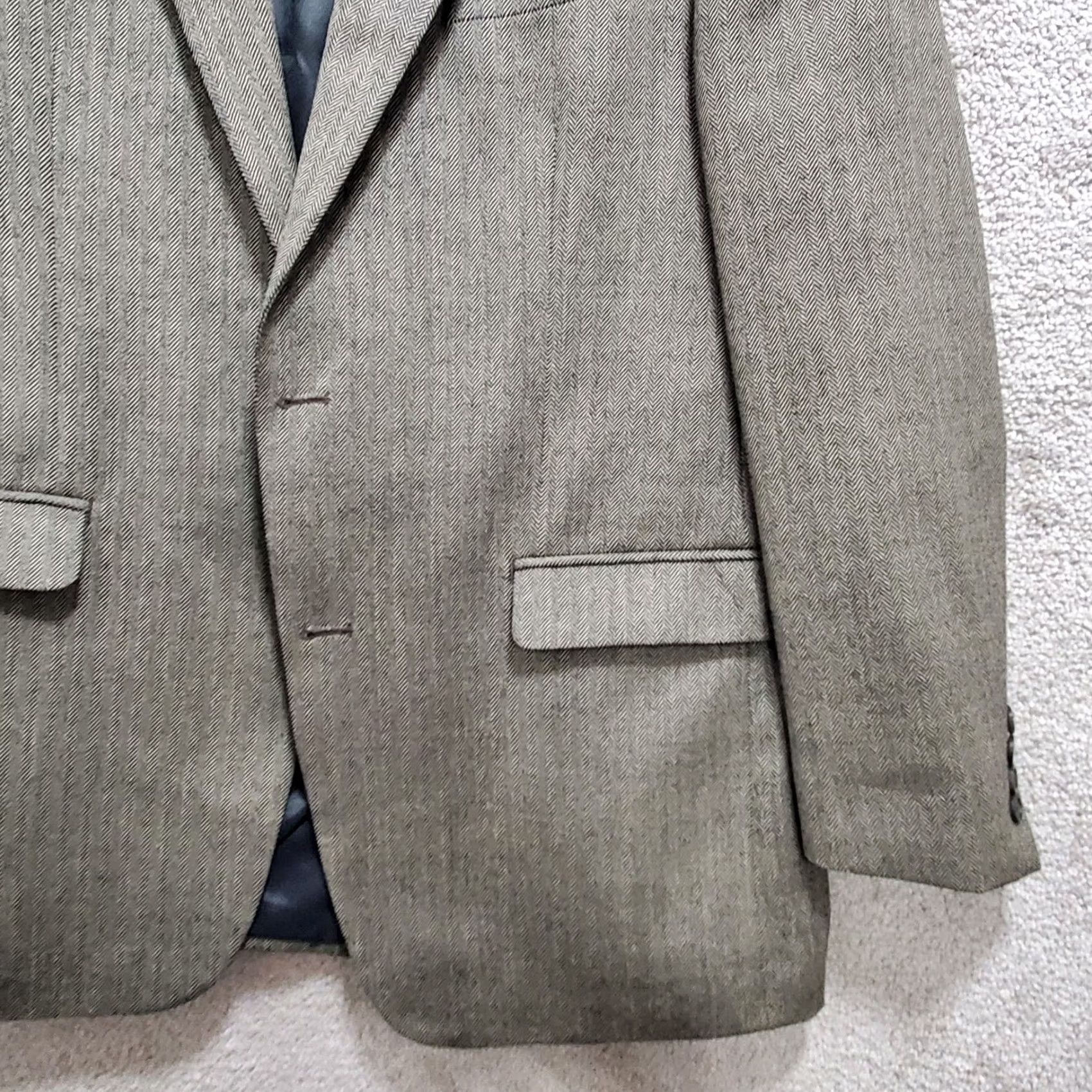 Chaps Chaps Blazer Jacket Men's 42R Tan Black Herringbone 100% Wool Single Breasted Size 42R - 3 Thumbnail