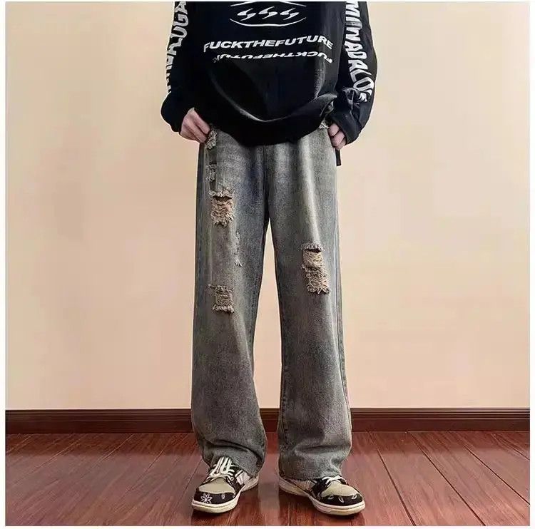Japanese Brand Straight casual ruffled distressed jeans Size US 32 / EU 48 - 1 Thumbnail