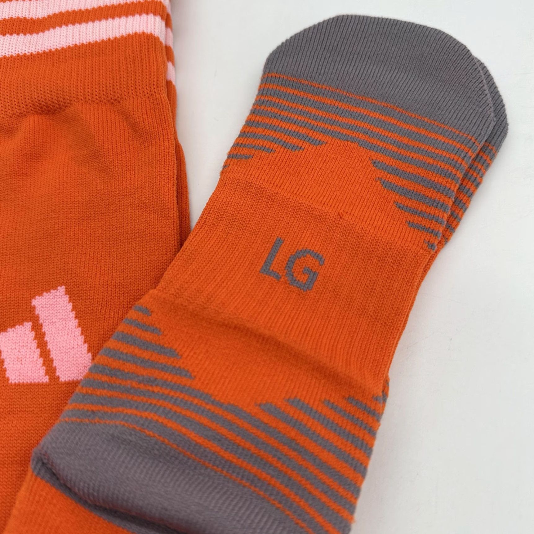 Adidas Adidas Soccer Socks Mens Large Orange Knee High Striped LG Athletic Sports Size ONE SIZE - 4 Thumbnail