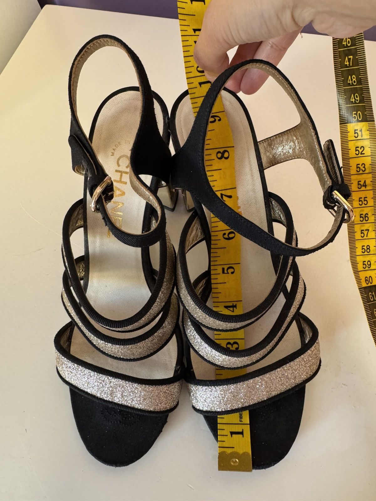 Chanel Chanel Golden black sparkle sandals size 38 Size US 8 / IT 38 - 8 Thumbnail