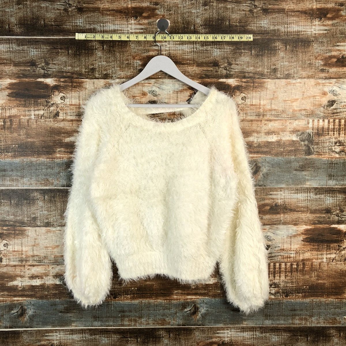 Homespun Knitwear DLL Heather White fur shaggy Mohair Knitwear #C235 Size S / US 4 / IT 40 - 1 Thumbnail