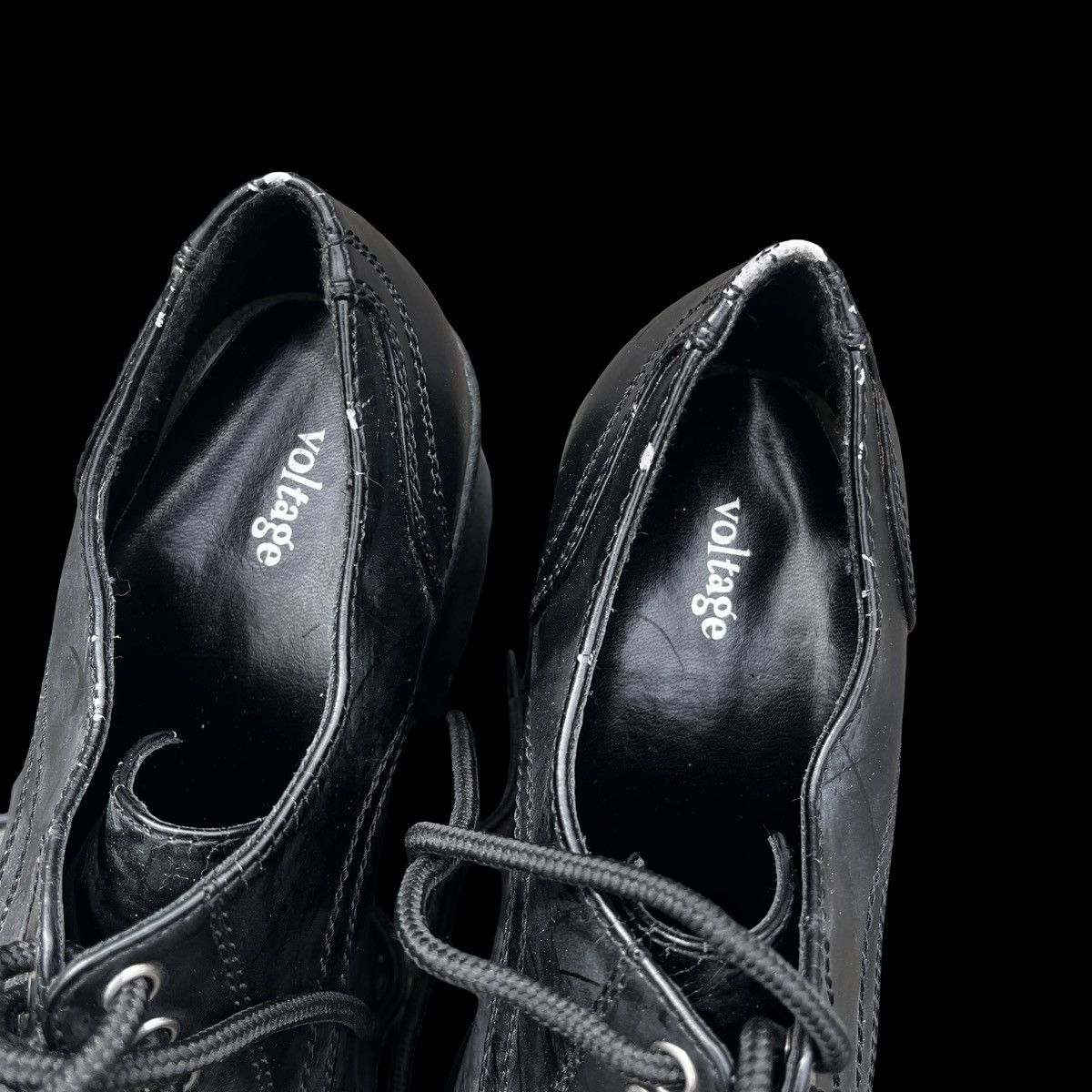 Other Vintage Black Faux Leather Platform Lace Up Boots Size US 10 / IT 40 - 4 Thumbnail
