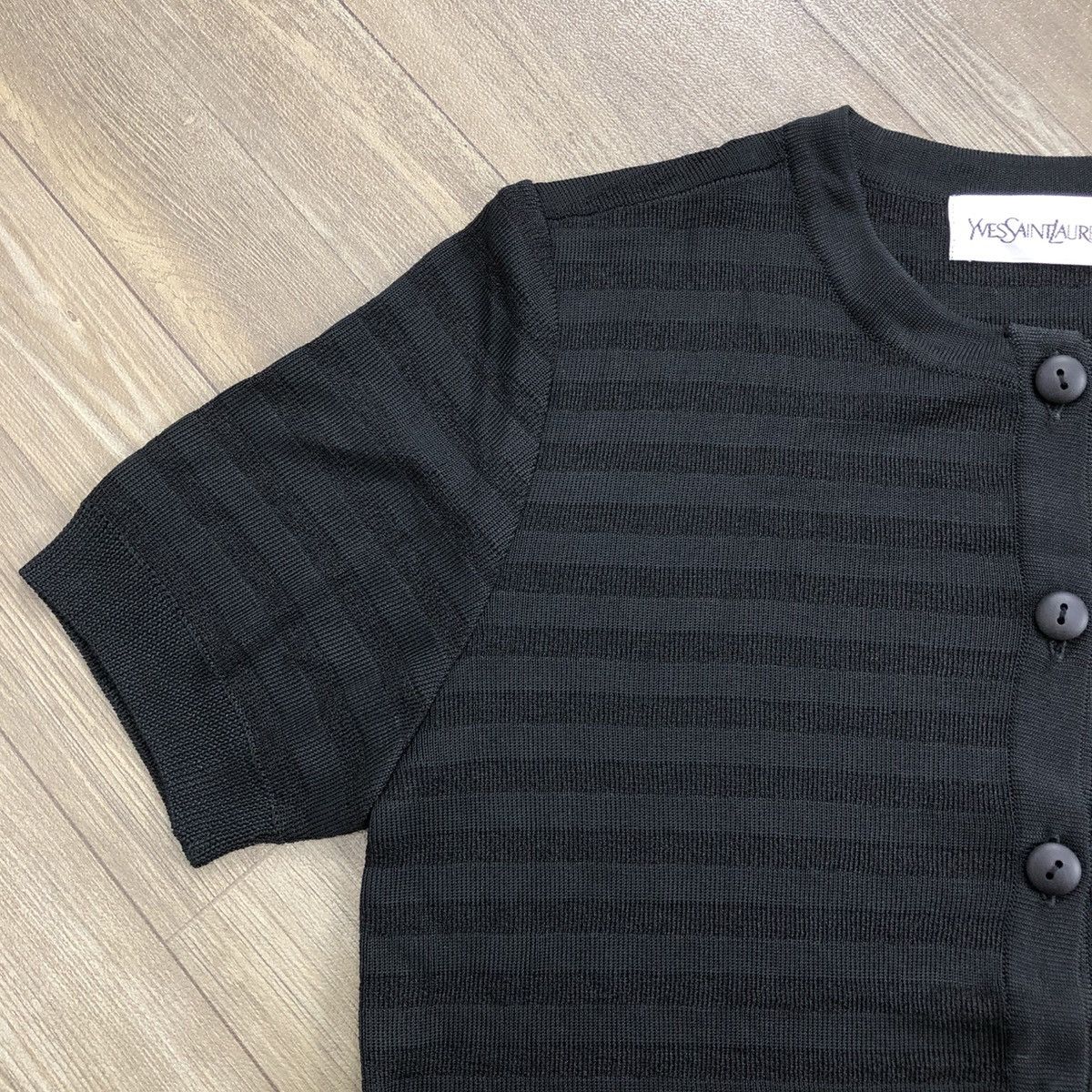 Vintage × Yves Saint Laurent Luxury Yves Saint Laurent YSL Stretch Striped Button Up Tee Size XS / US 0-2 / IT 36-38 - 3 Thumbnail