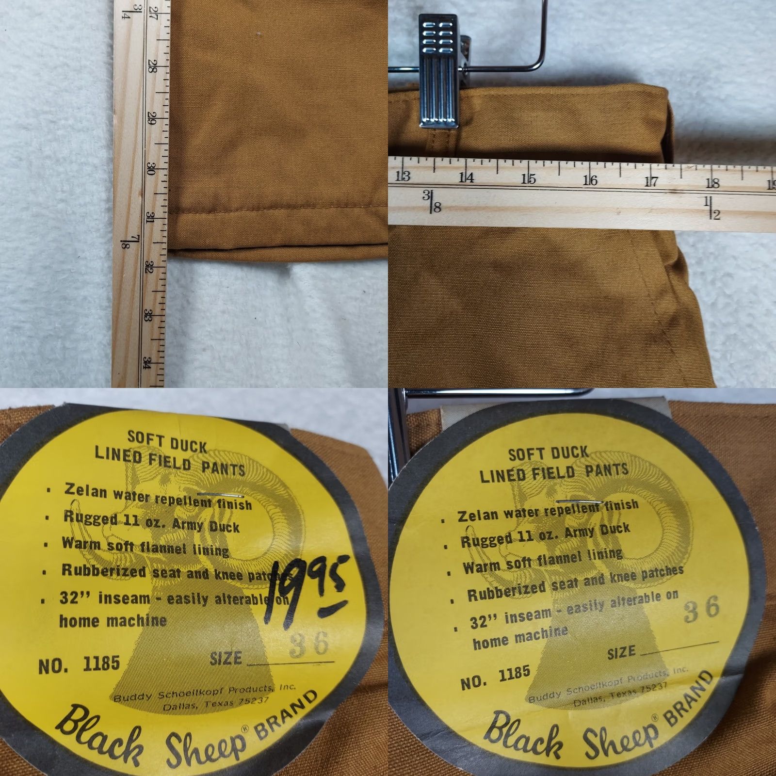 Vintage Black Sheep Pants Brown Flannel Lined Size 36 NWT Regular Straight Pockets 31 Inseam Winter Fall Spring Snow Pants Mens Size US 36 / EU 52 - 8 Thumbnail