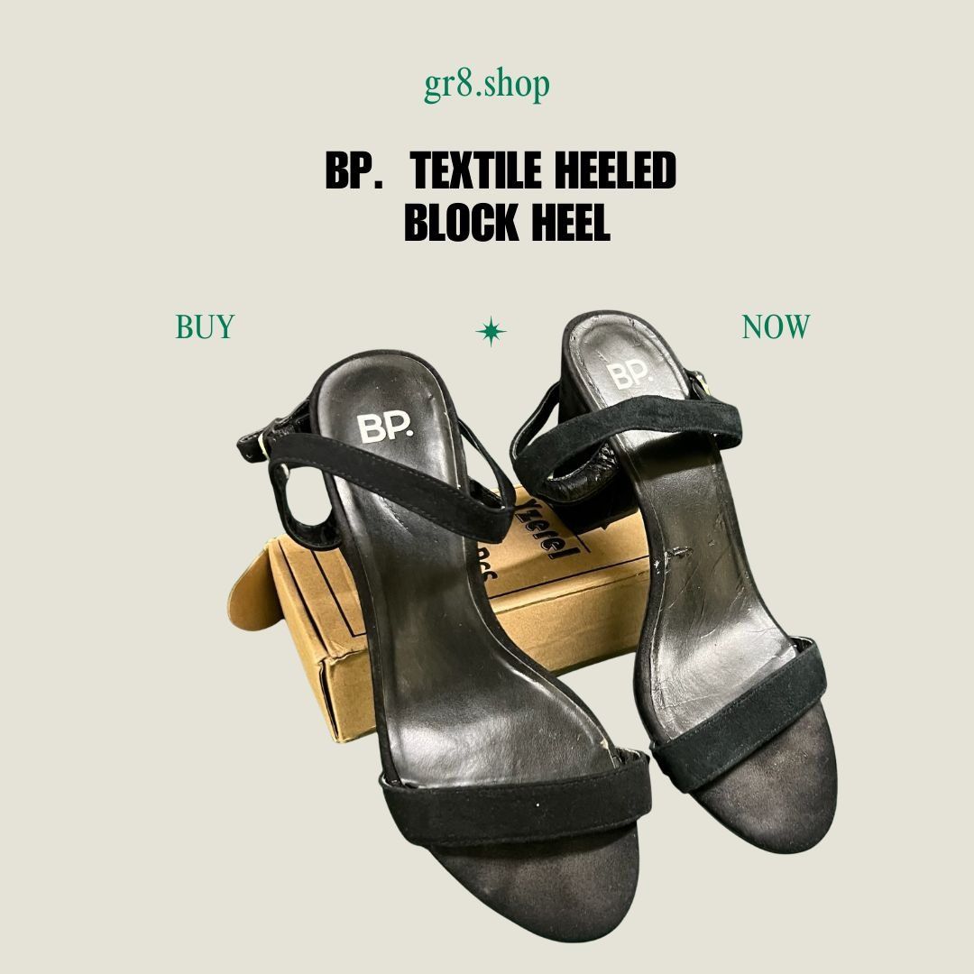 BP. BP. Womens Black Textile Heeled Block Sandal 7.5 Size US 7.5 / IT 37.5 - 1 Thumbnail
