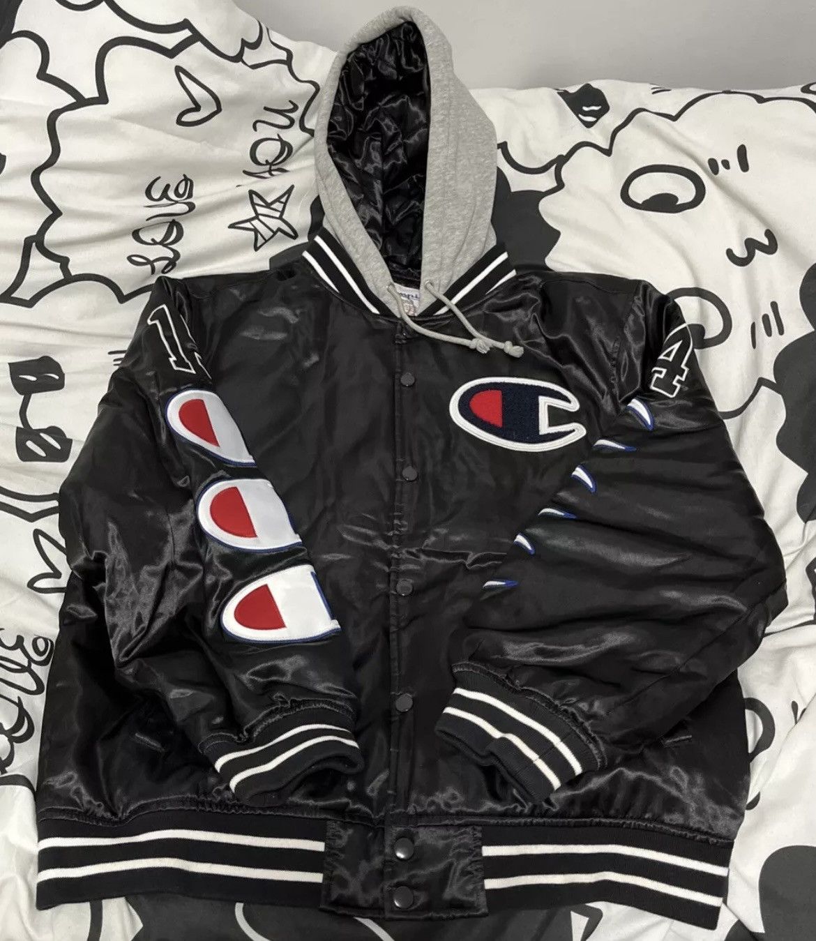 Champion Supreme Supreme Champion satin varsity Jacket black Grailed