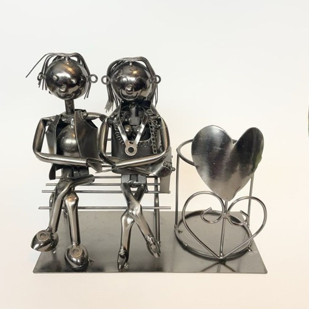 Other Statue Love Couple On The Bench Wine Bottle/Candle Holder Size ONE SIZE - 22 Thumbnail
